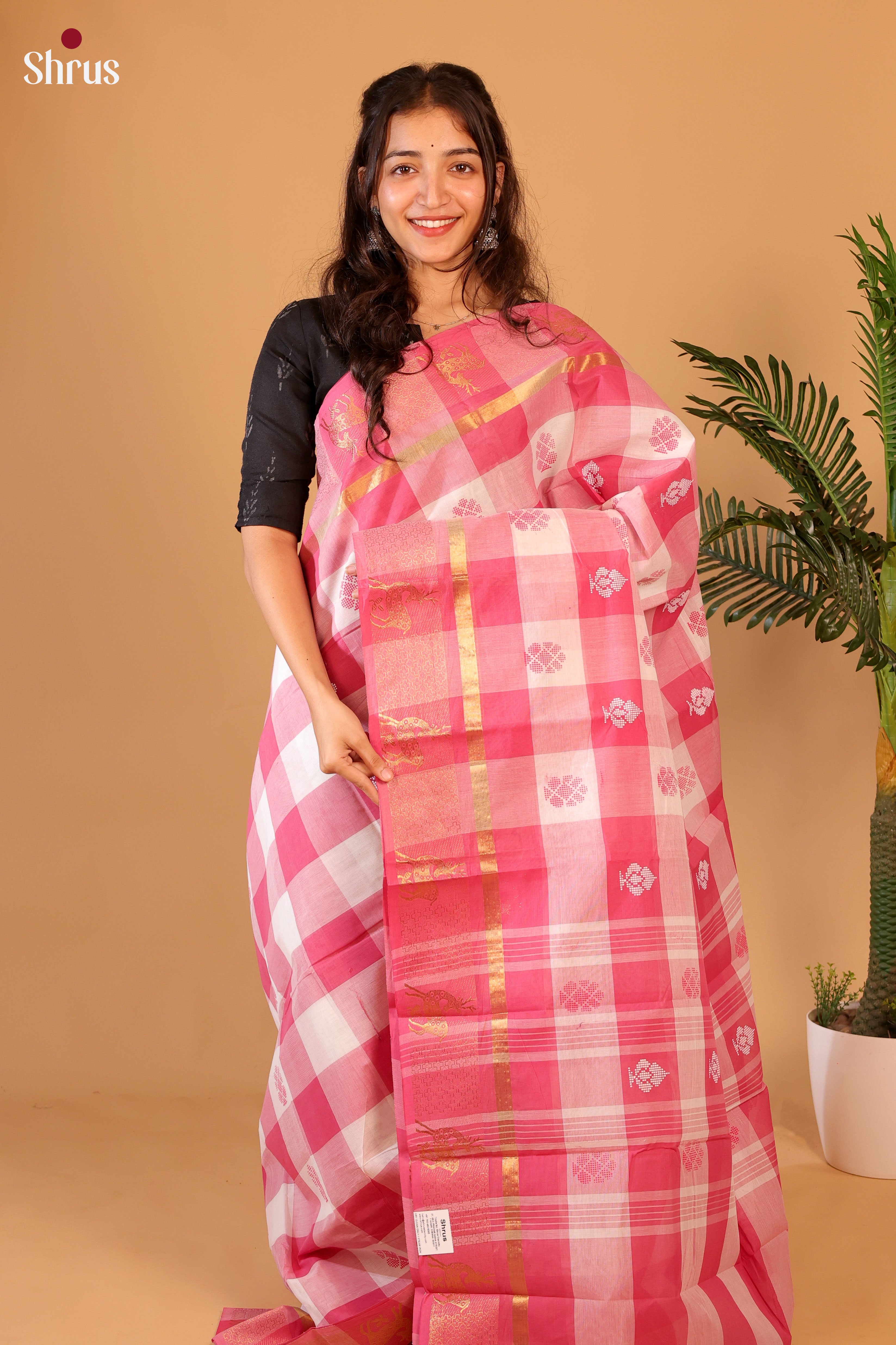 Cream & Pink - Chettinad Cotton Saree