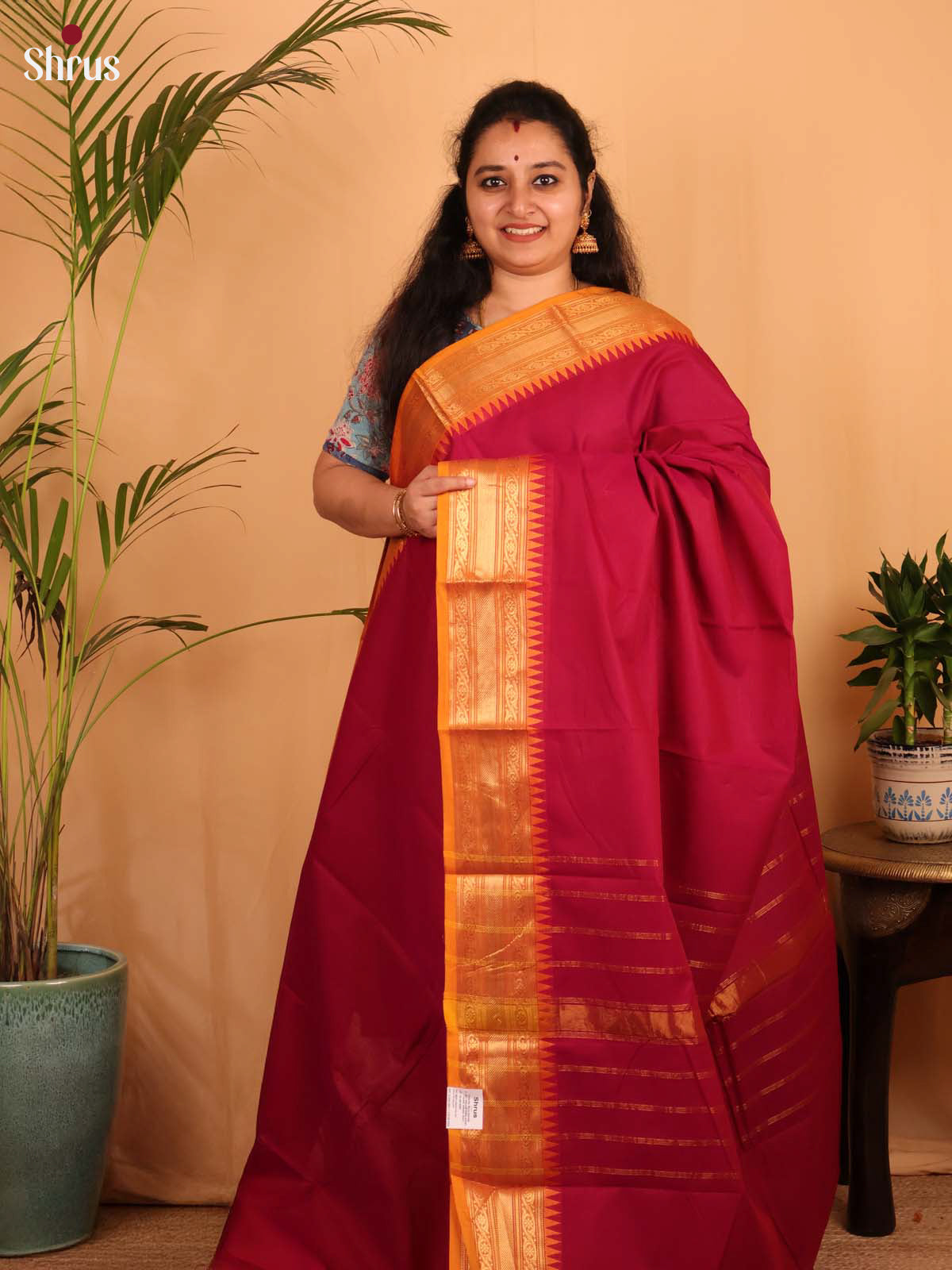 Maroon & Mustard- Chettinad Cotton Saree