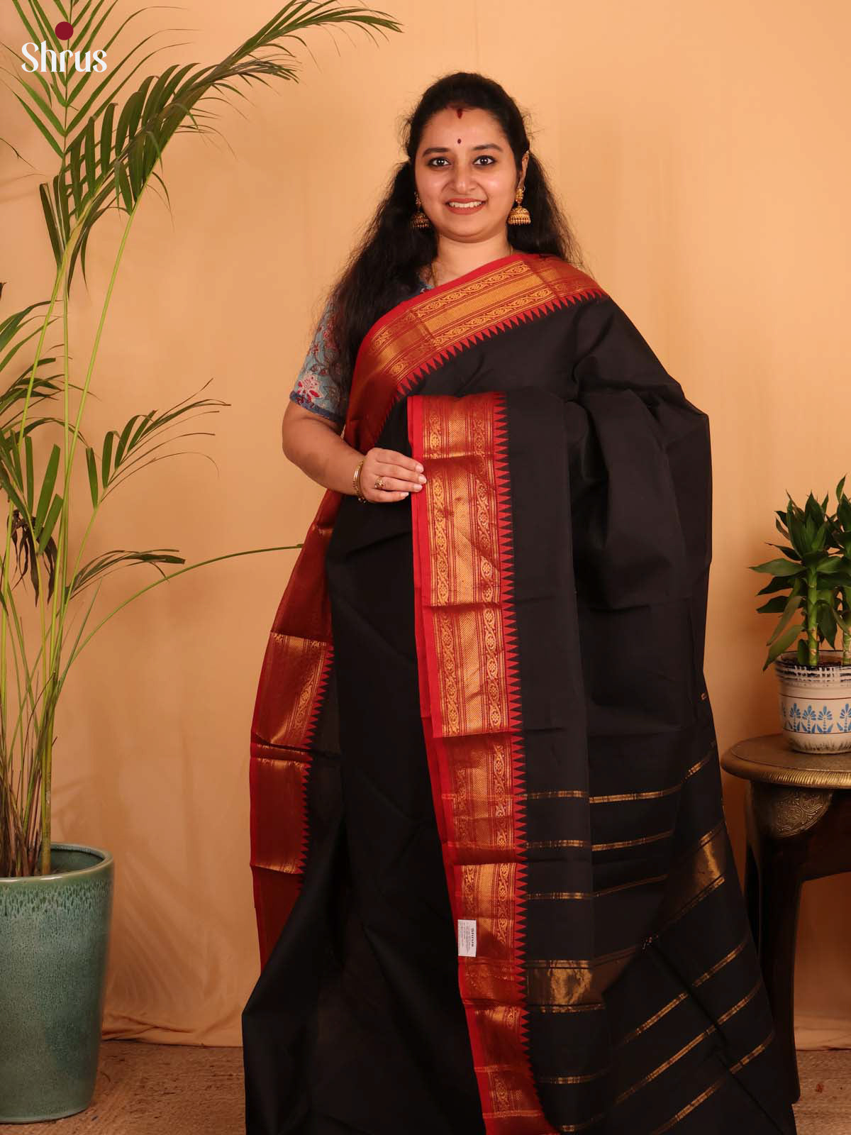 Black & Red - Chettinad Cotton Saree