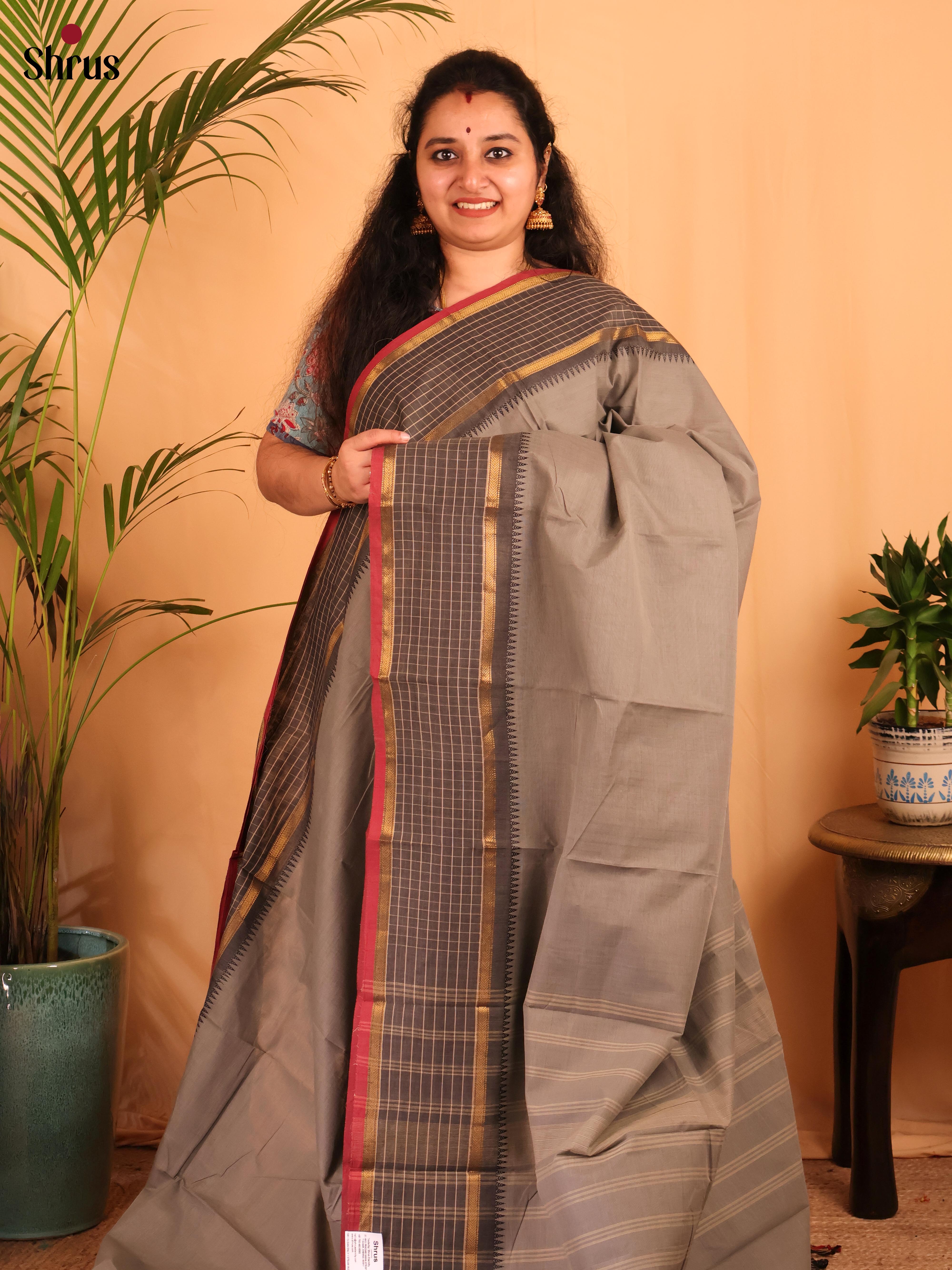 Grey - Chettinad Cotton Saree