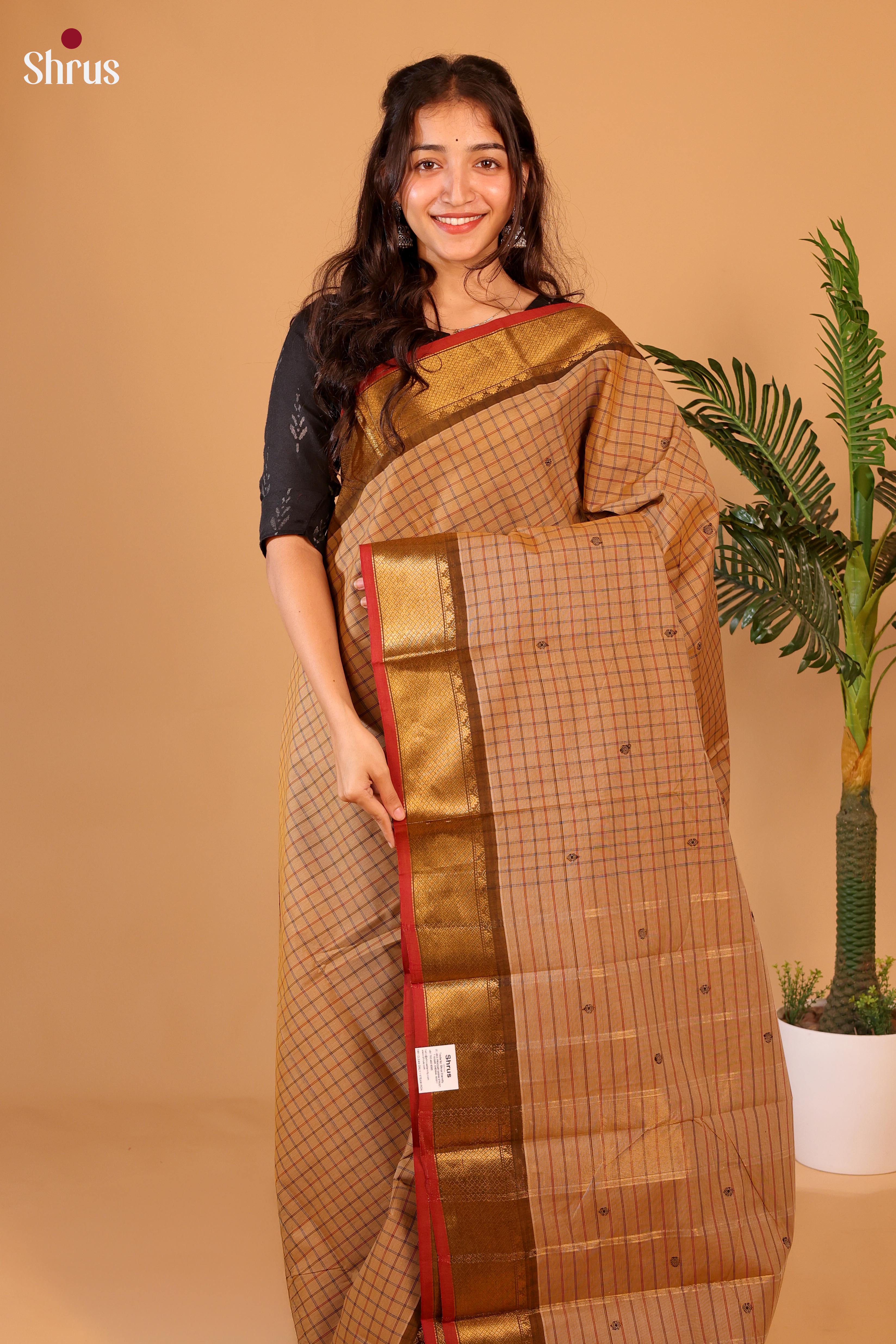 Biscuit & Brown- Chettinad Cotton Saree