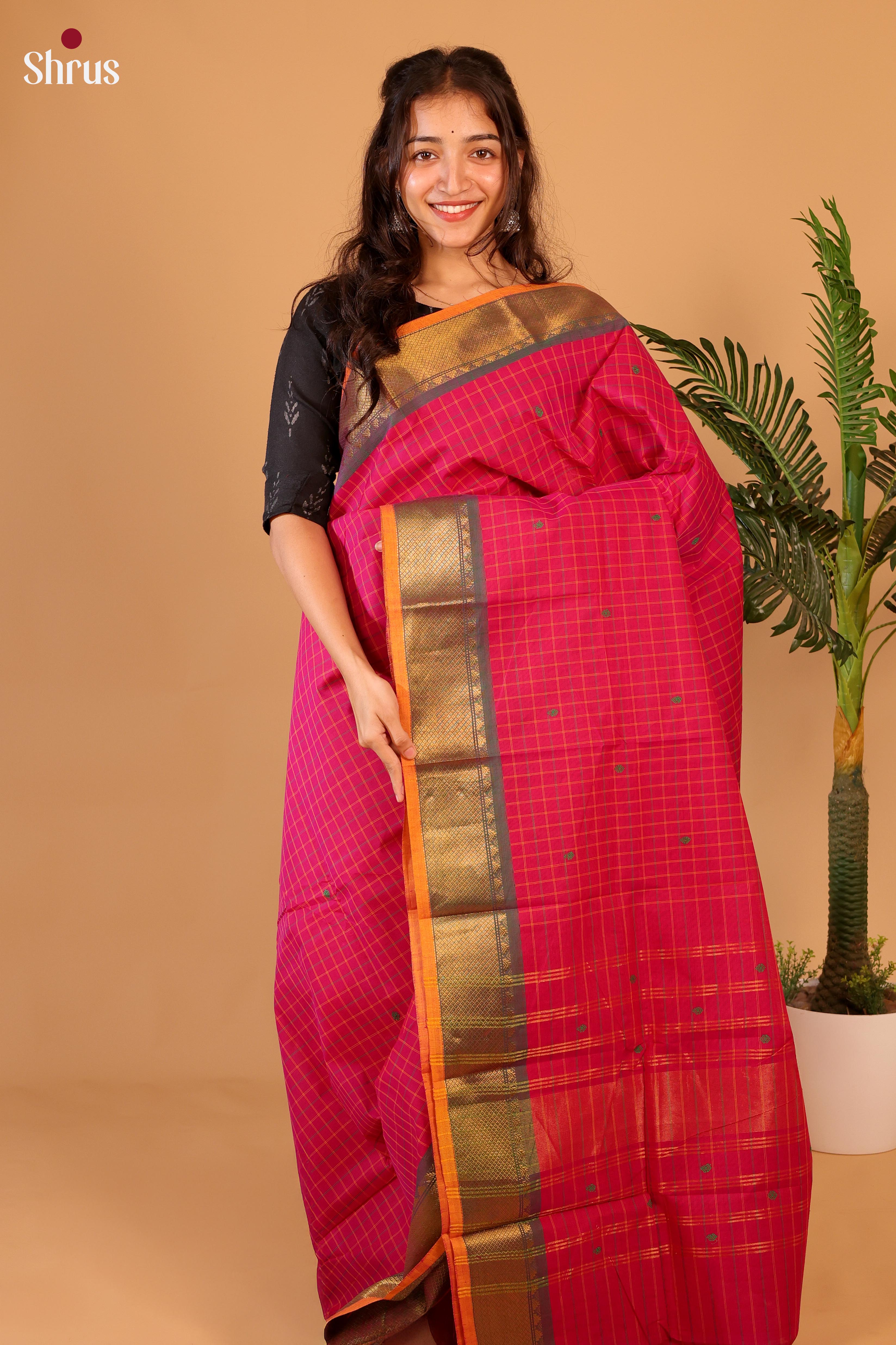 Pink & Green - Chettinad Cotton Saree