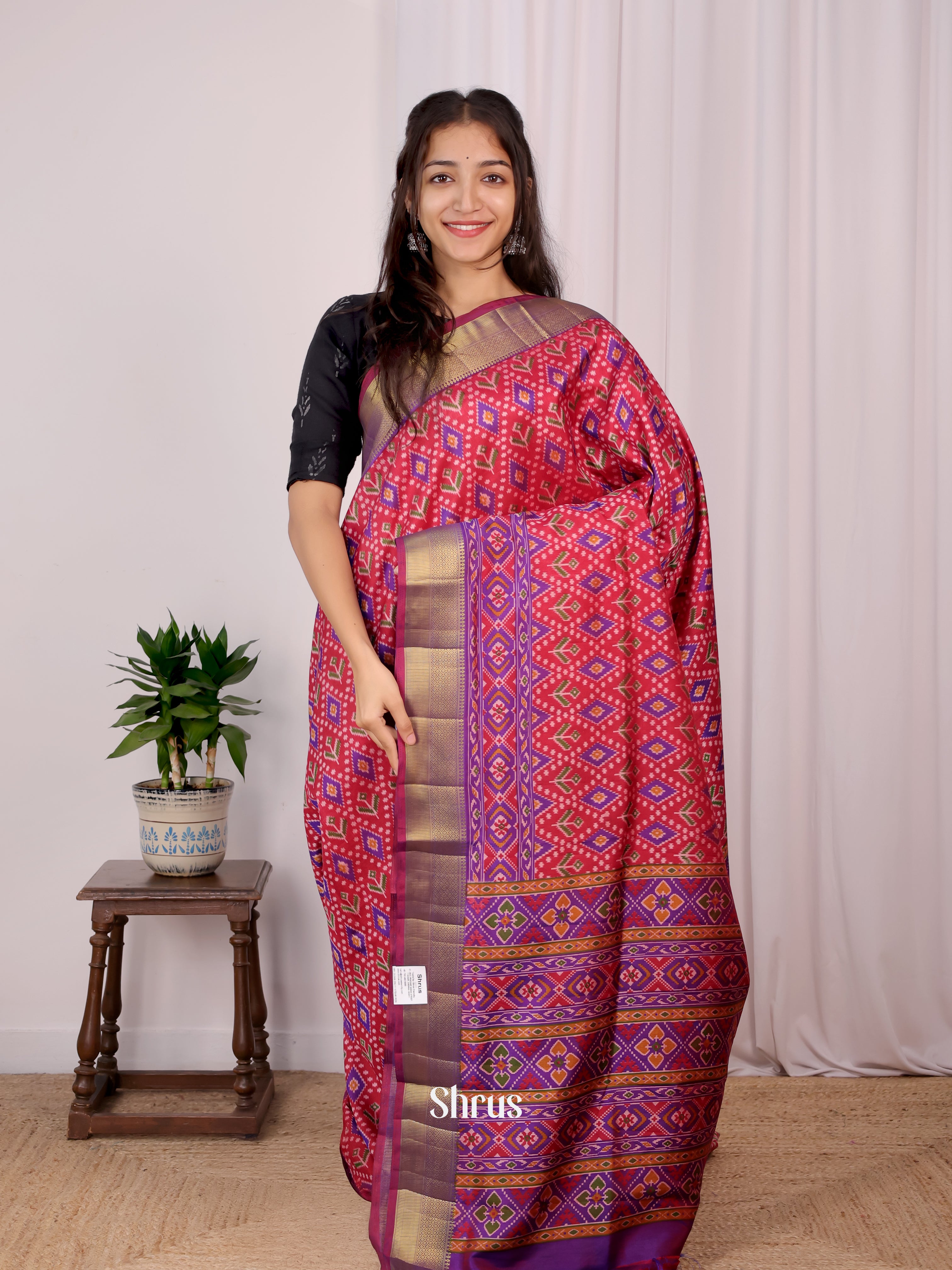 Red & Purple - Semi Patola Saree