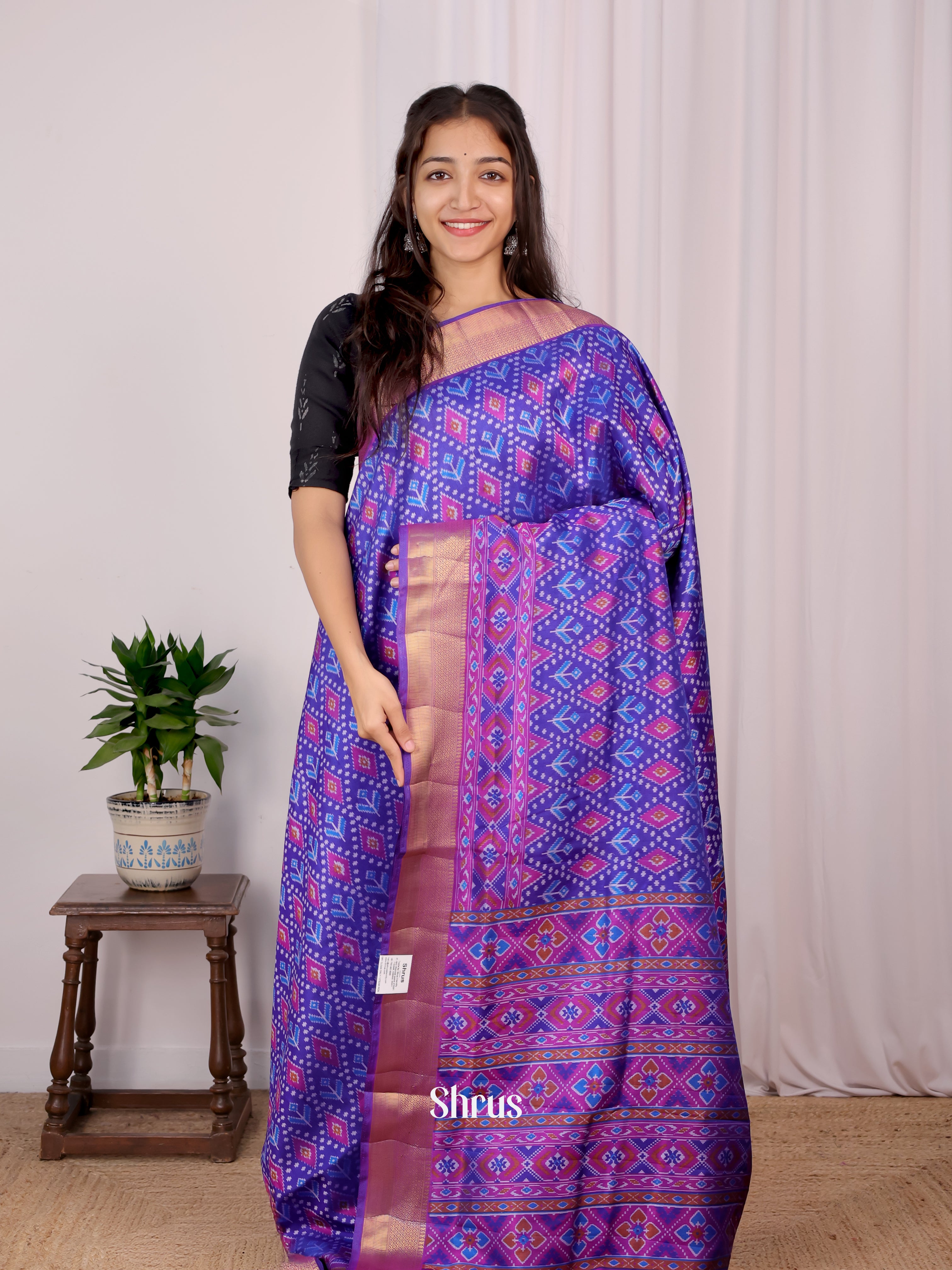 Blue & Purple - Semi Patola Saree