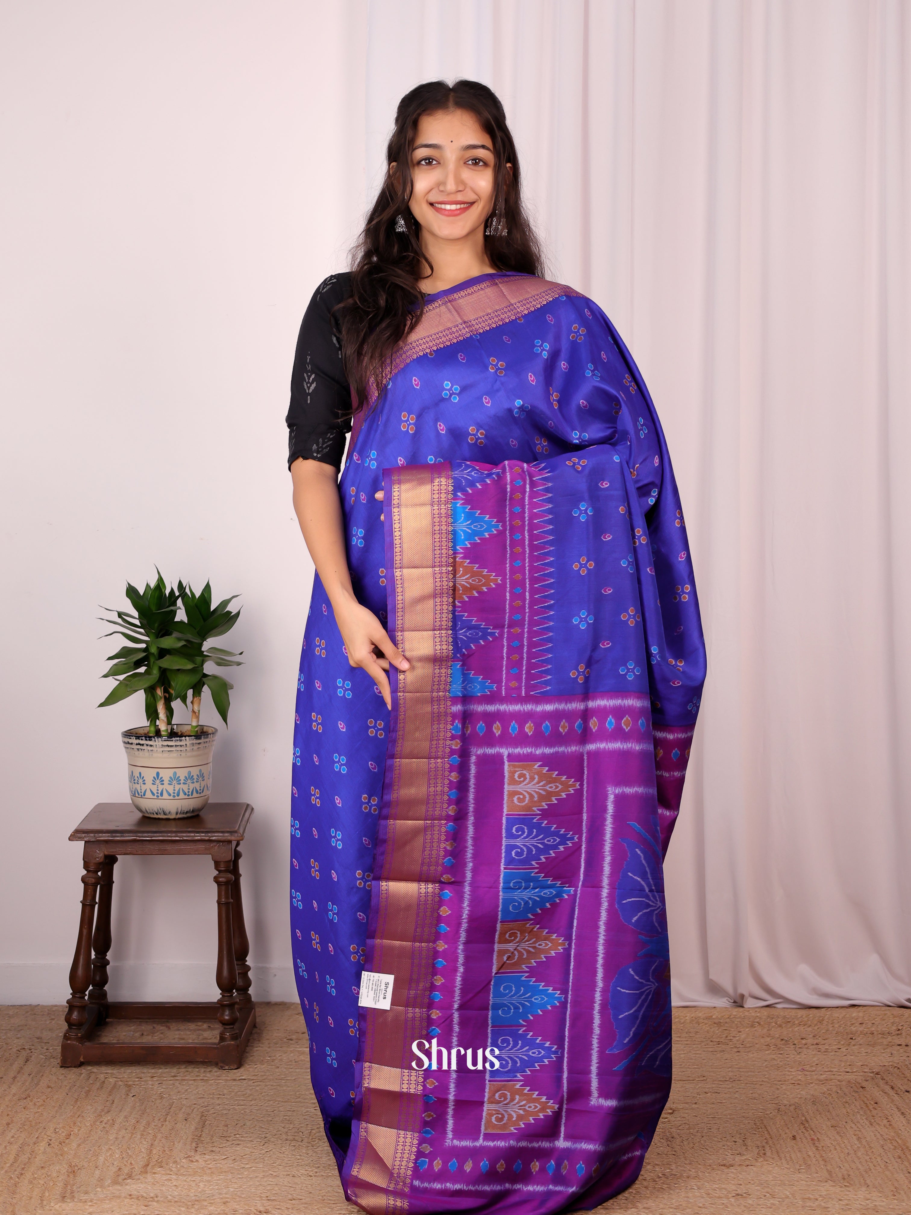 Blue & Purple - Semi Patola Saree