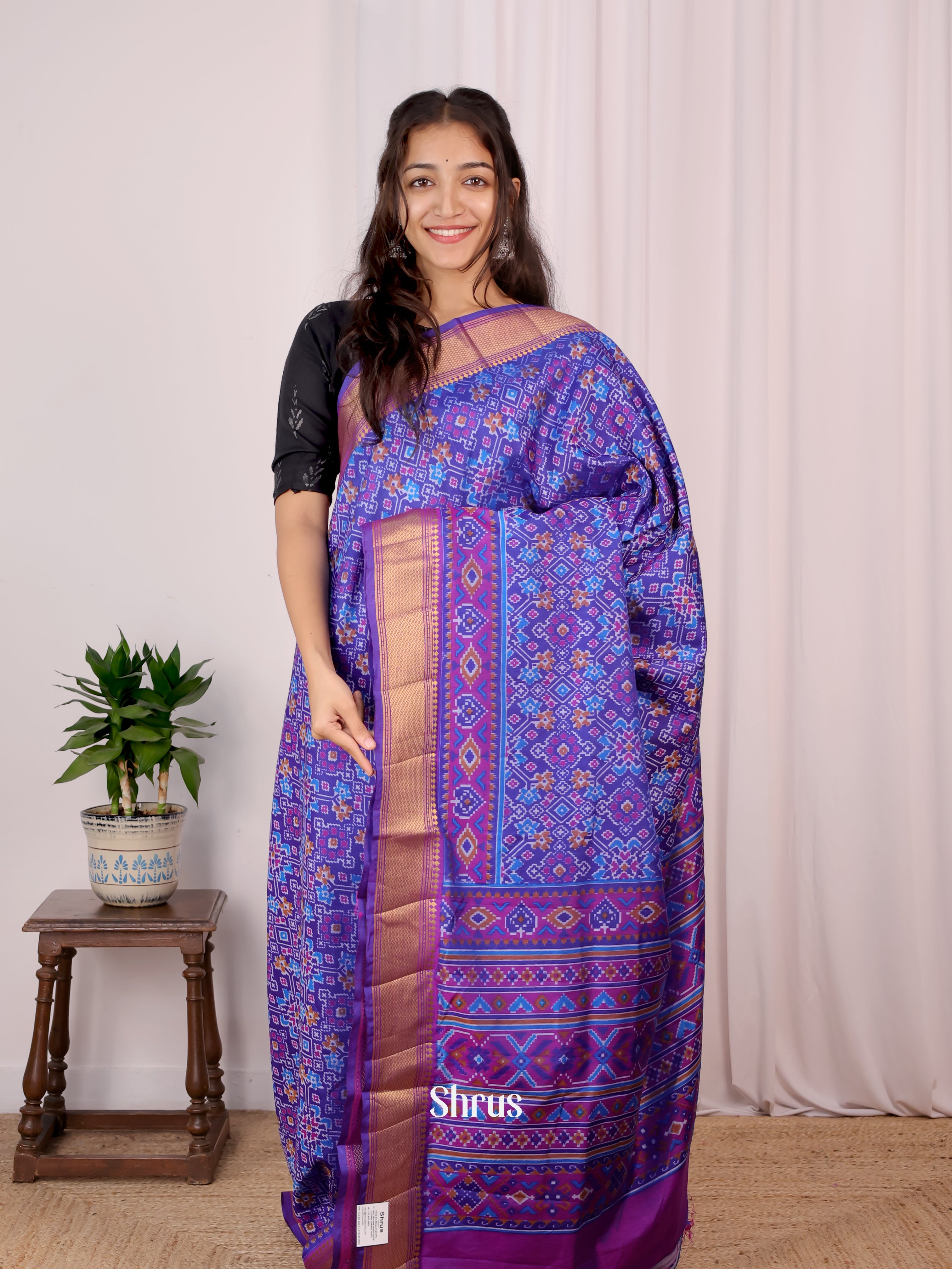 Blue & Purple - Semi Patola Saree