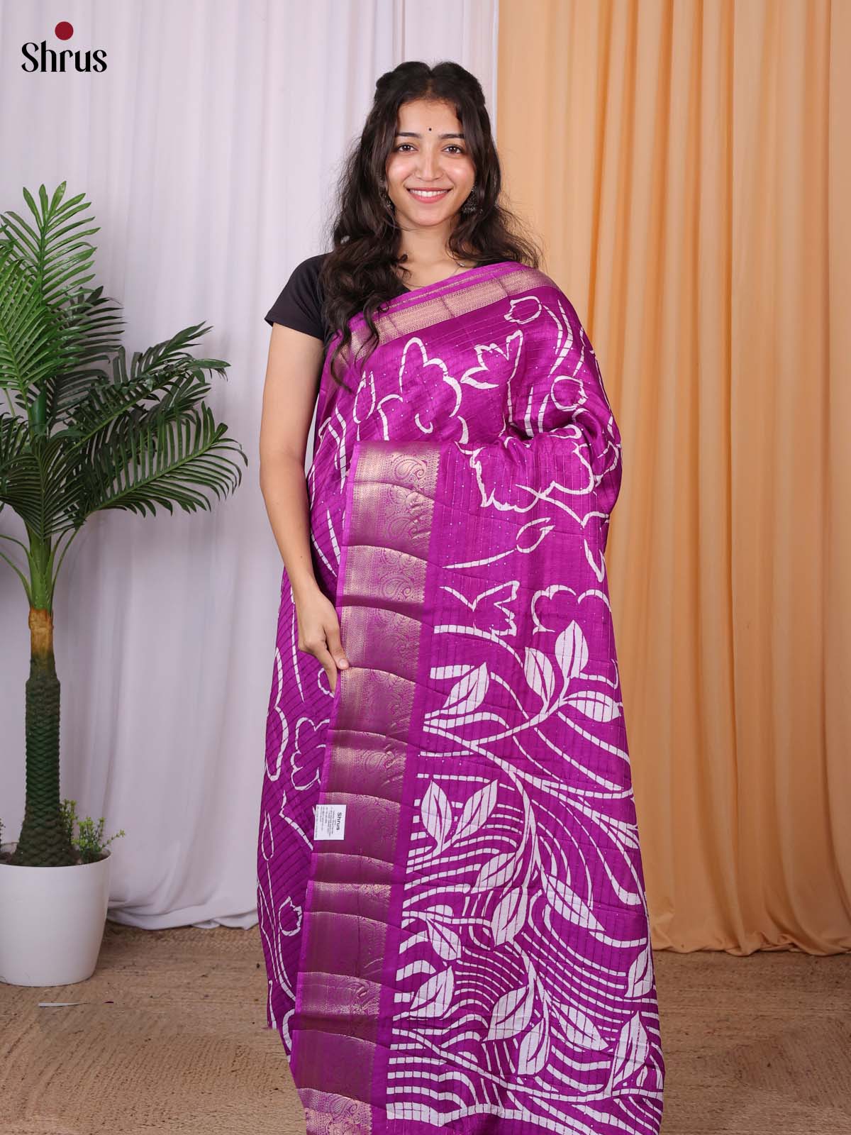 Purple - Semi Tussar Saree