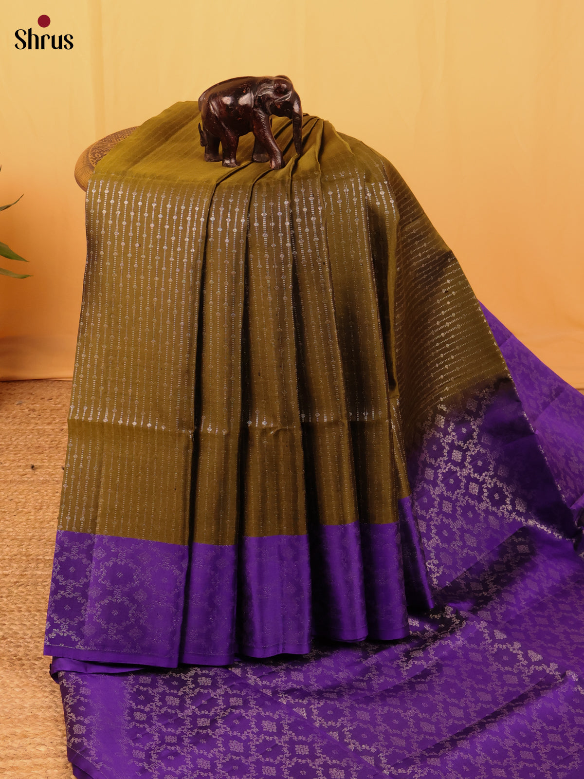 Green & Violet - Soft Silk Saree