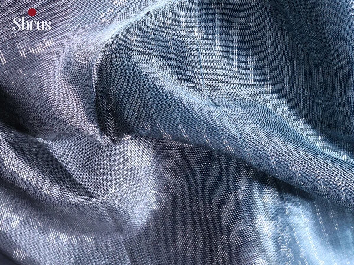 Blue & Grey - Soft Silk Saree