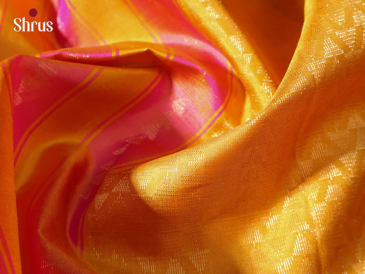 Mustard & Orange  - Soft Silk Saree