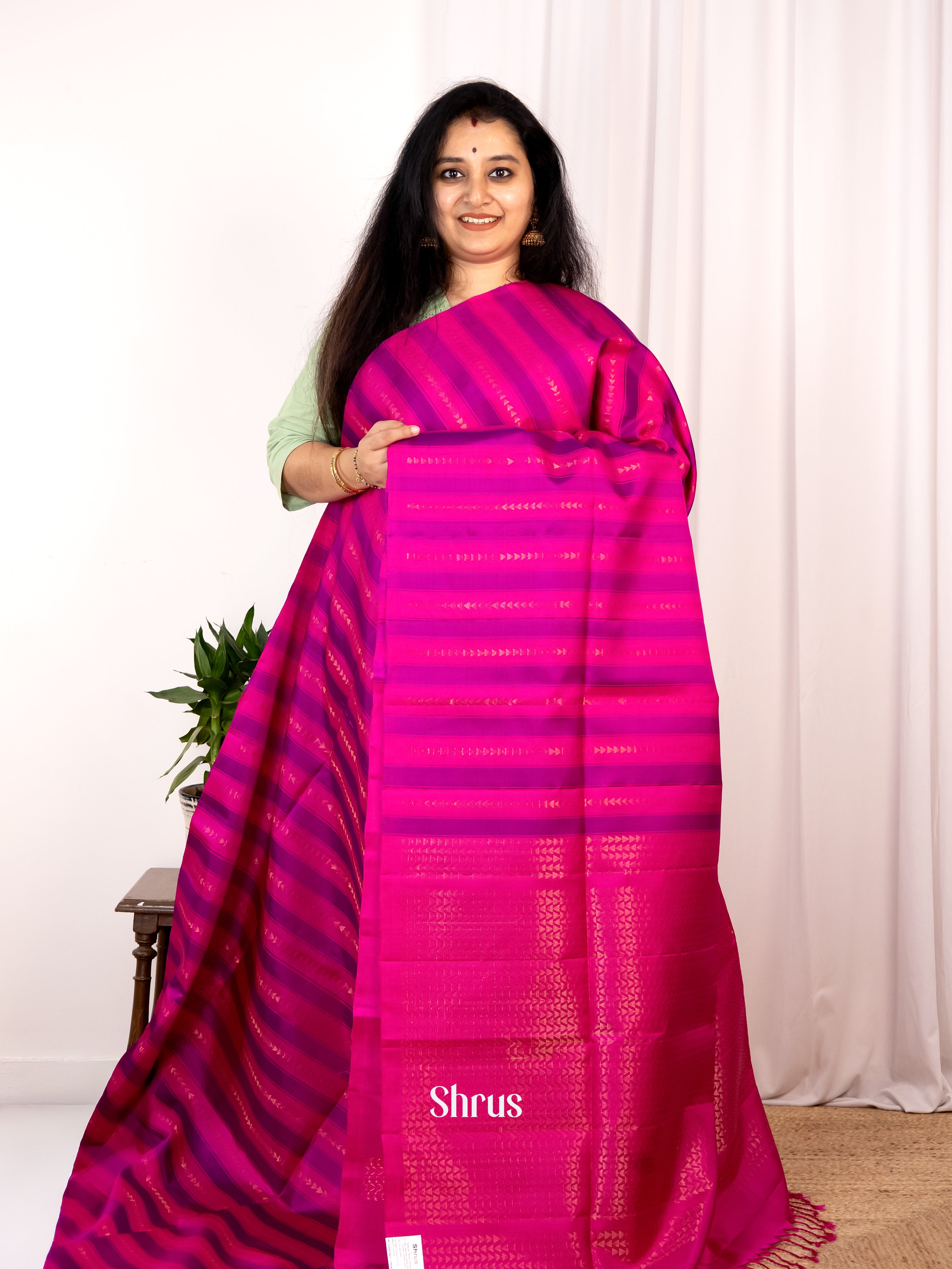 Majenta & Purple - Soft Silk Saree