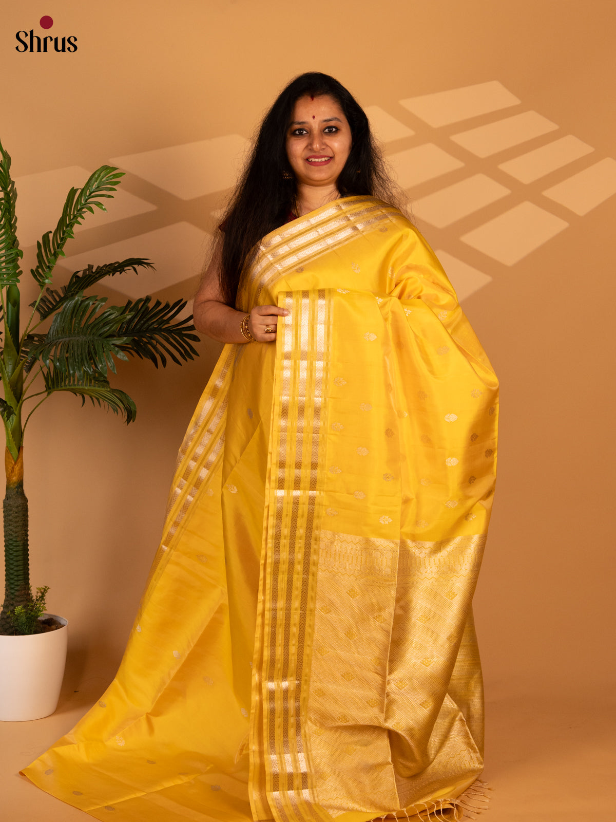 Yellow(Single Tone) - Soft Silk Saree