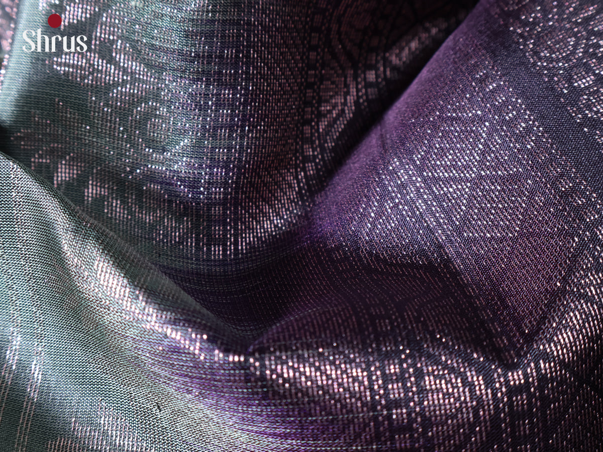 Green & Violet - Soft Silk Saree