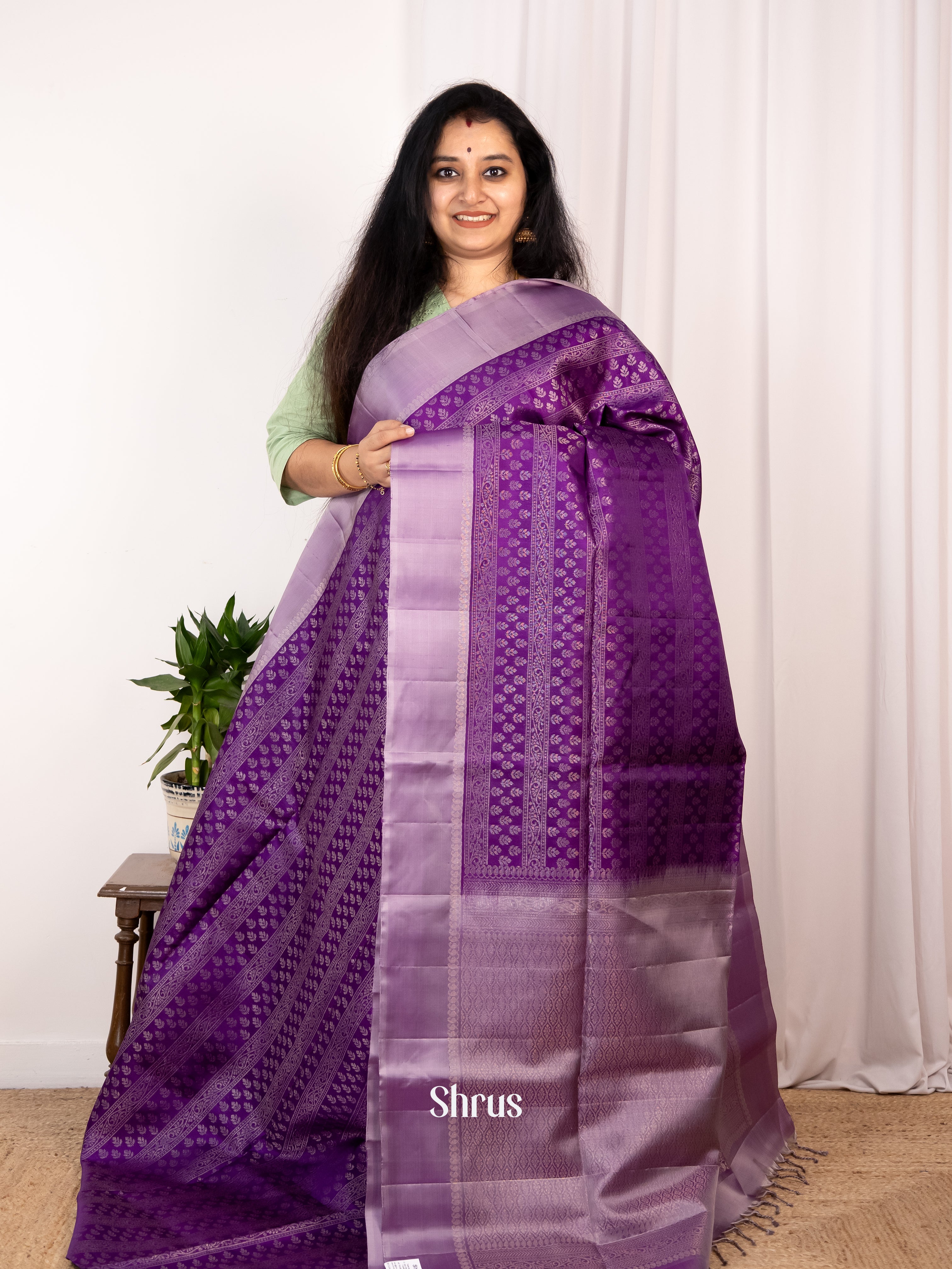 Violet & Purple - Soft Silk Saree