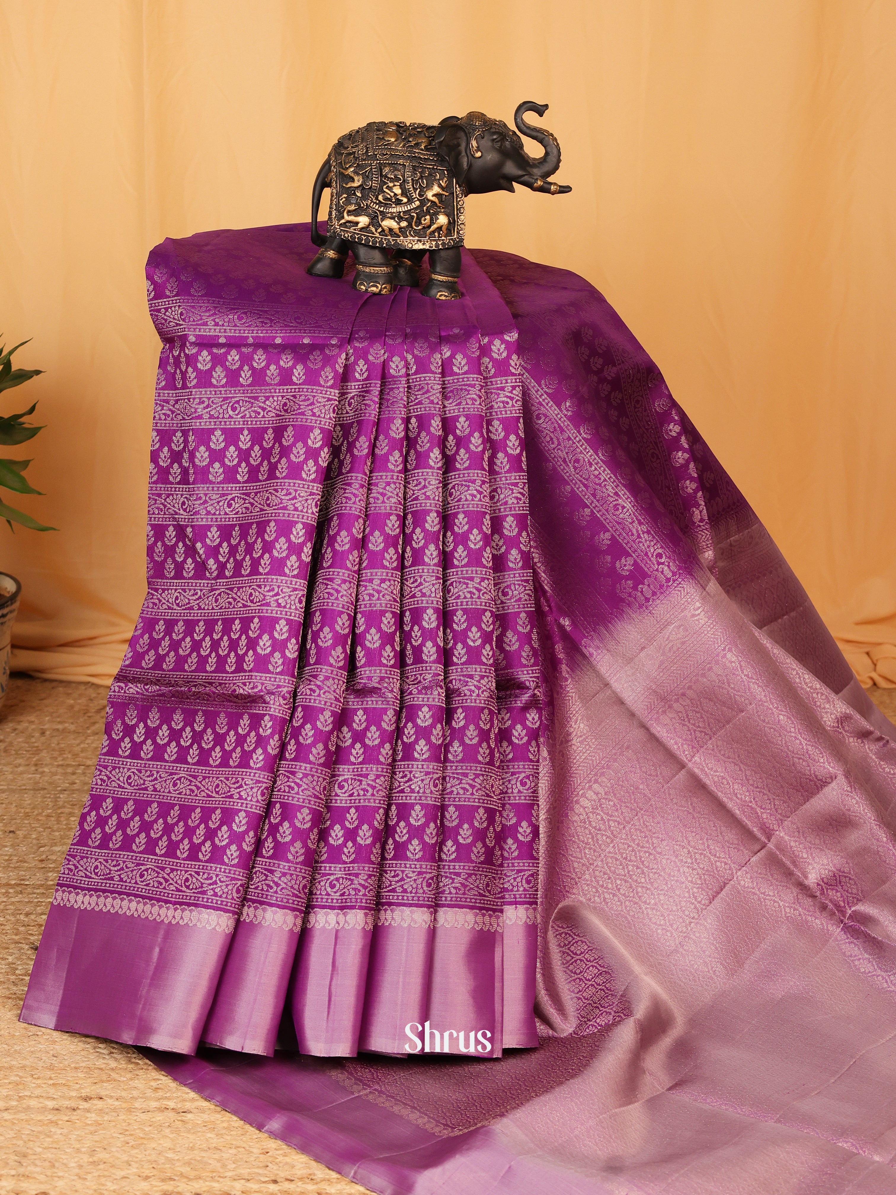 Violet & Purple - Soft Silk Saree