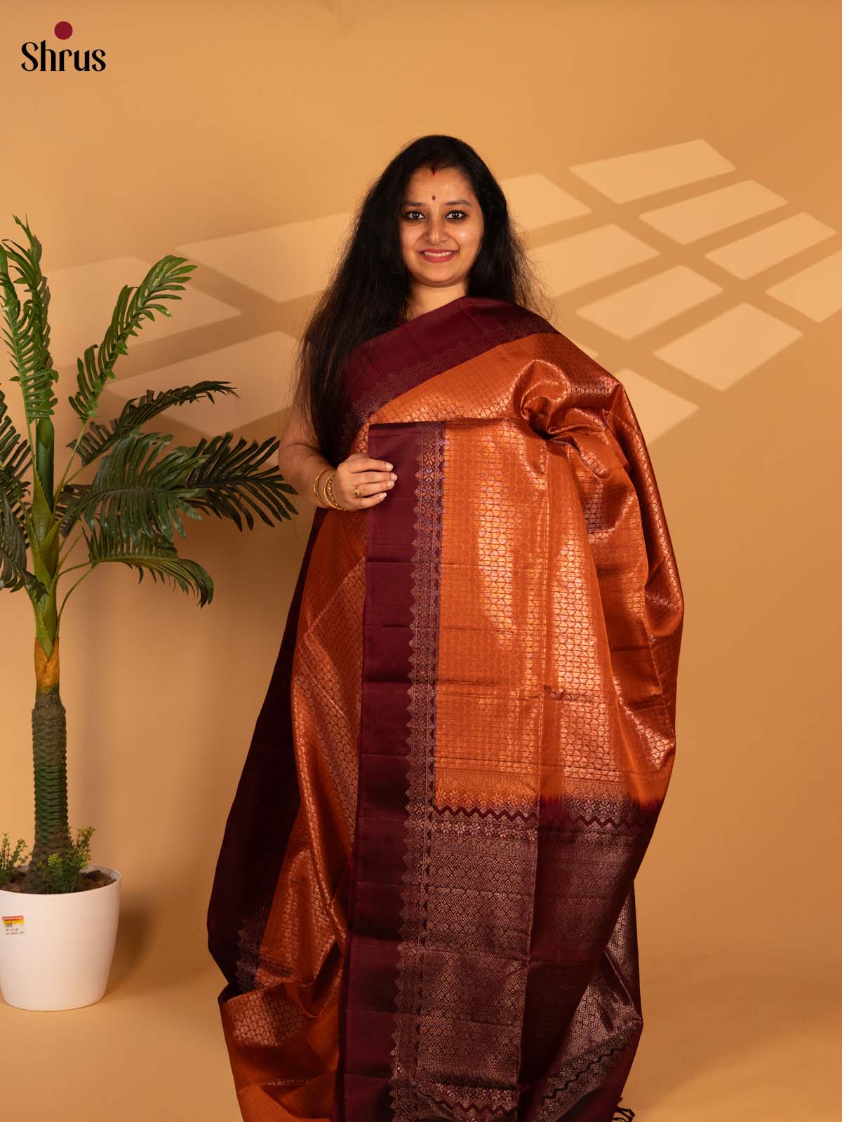 Rust & Brown - Soft Silk Saree