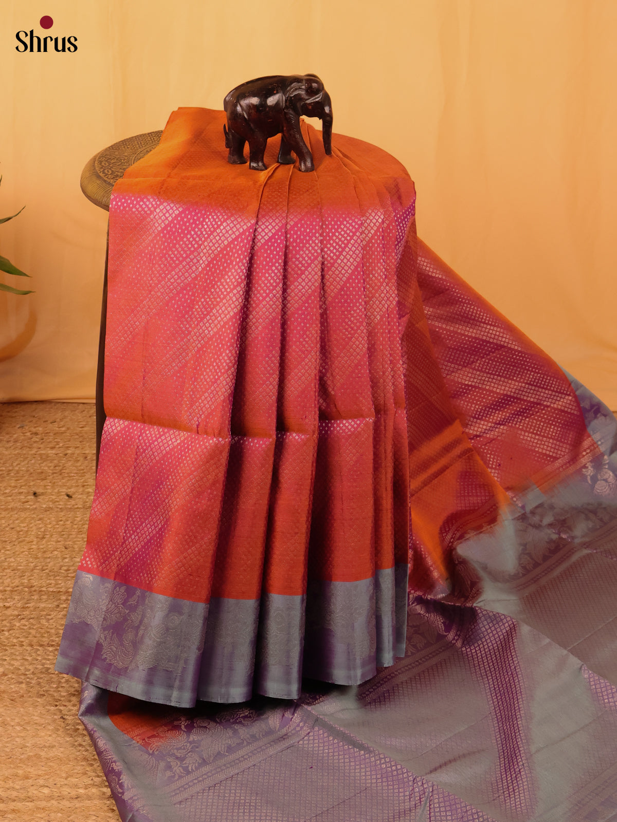 Red & Grey - Soft Silk Saree