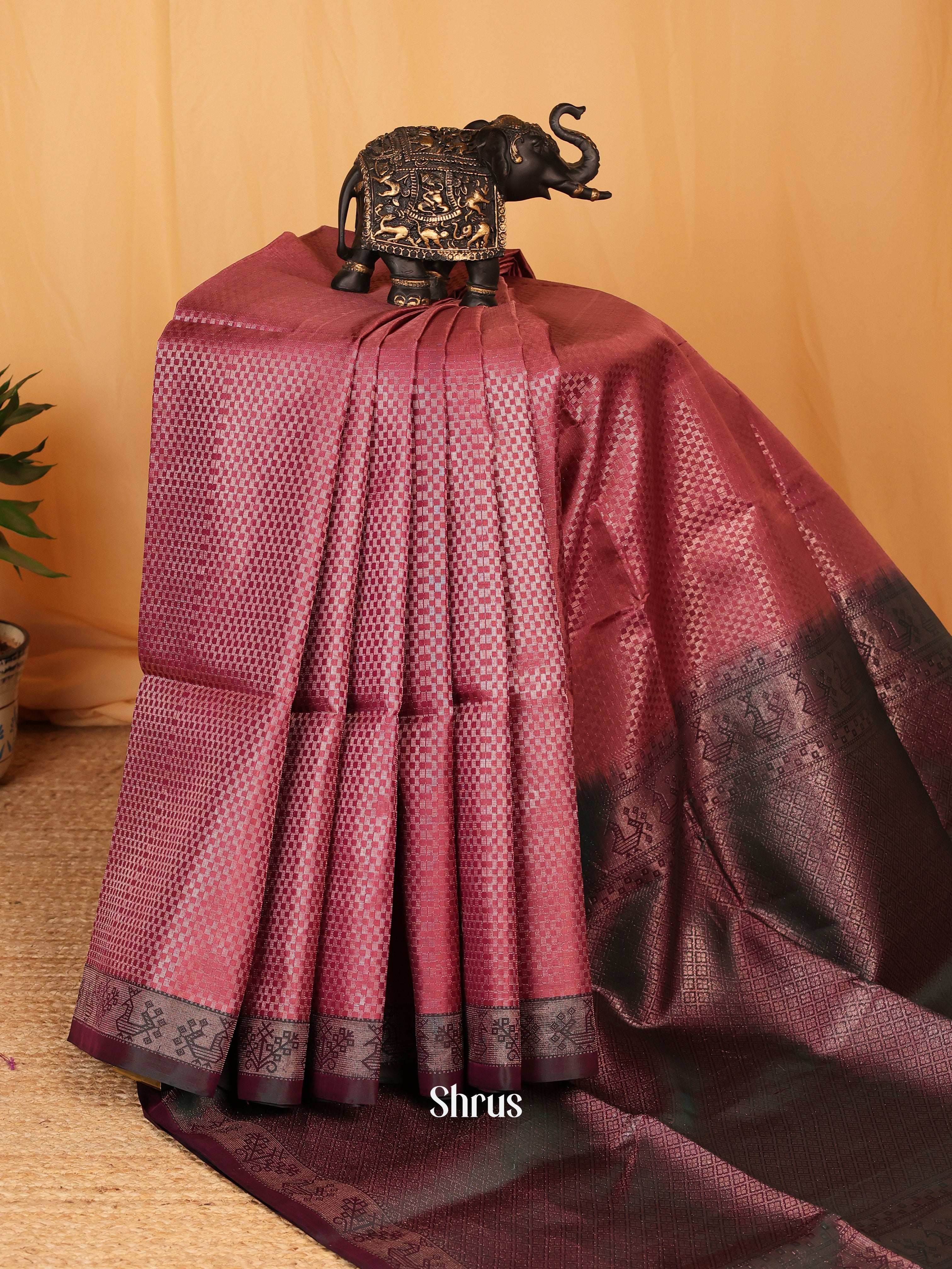 Brown - Soft Silk Saree