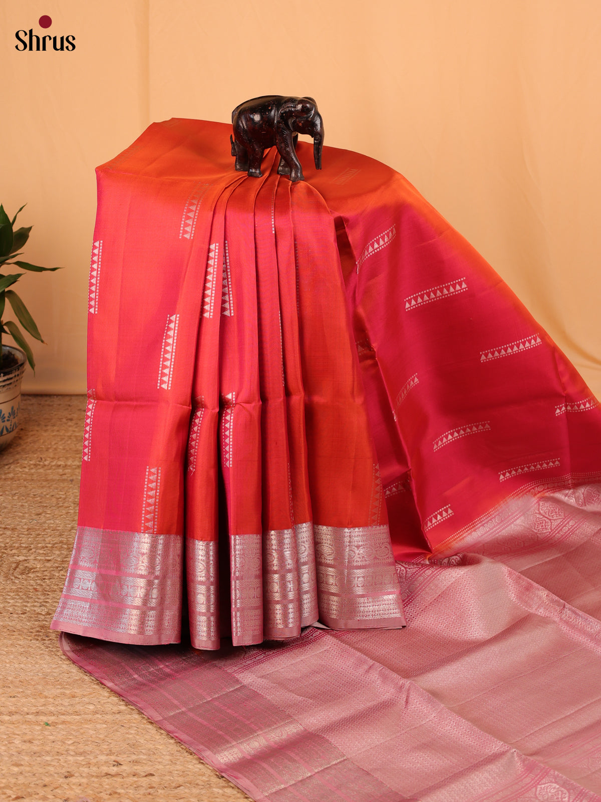 Red & Pink - Soft Silk Saree