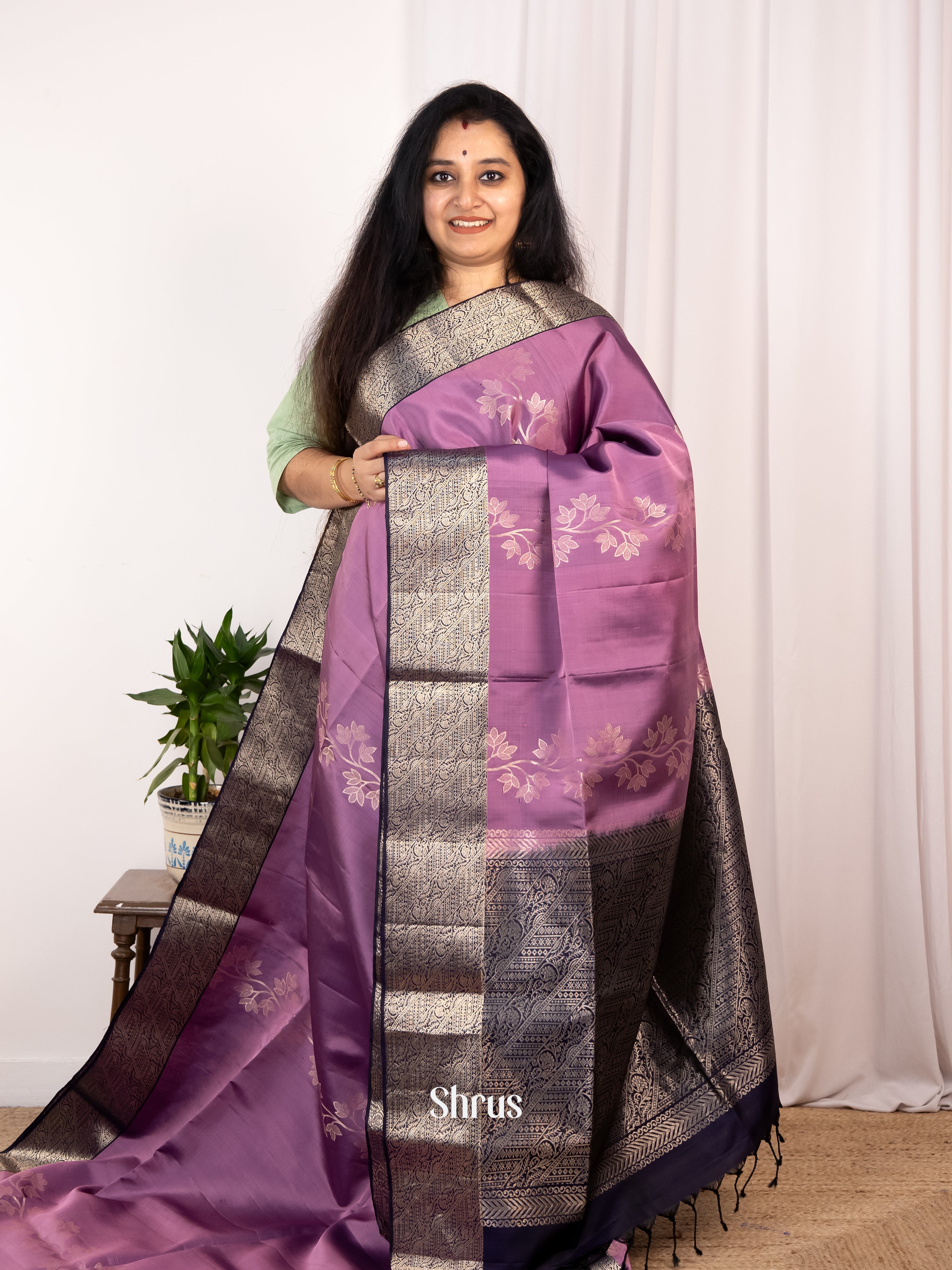 Purple & Violet - Soft Silk Saree