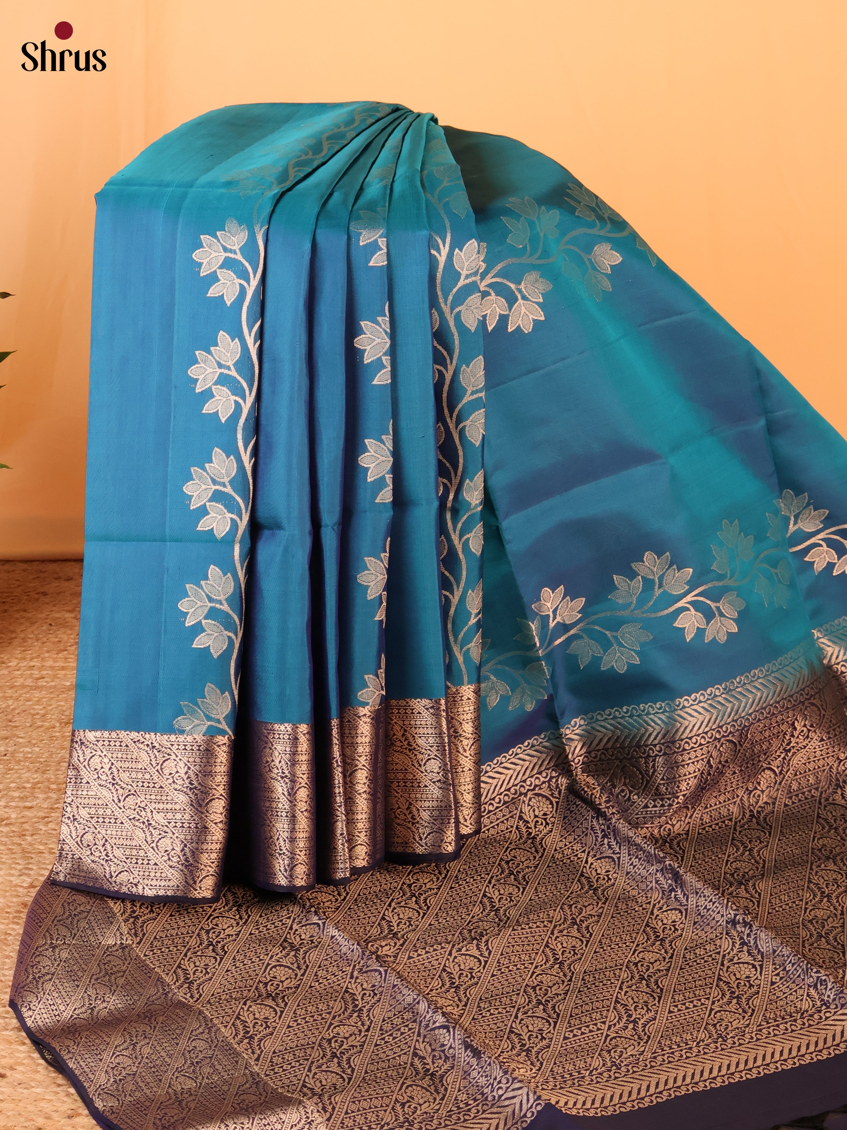 Blue & Navy Blue- Soft Silk Saree