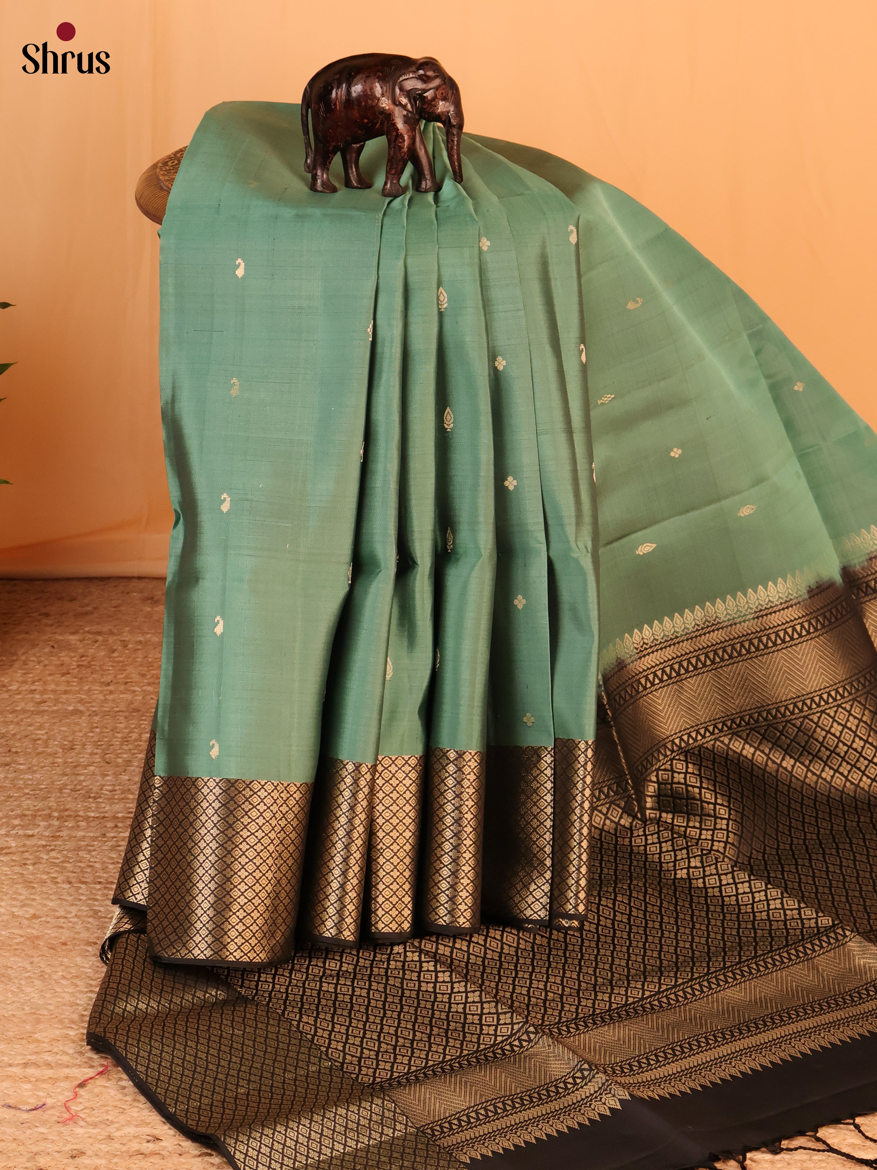 Green & Brown - Soft Silk Saree