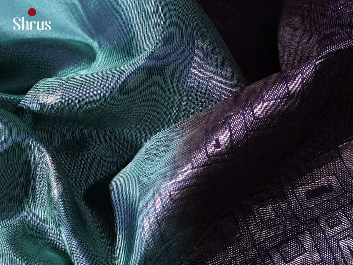 Green & Violet - Soft Silk Saree