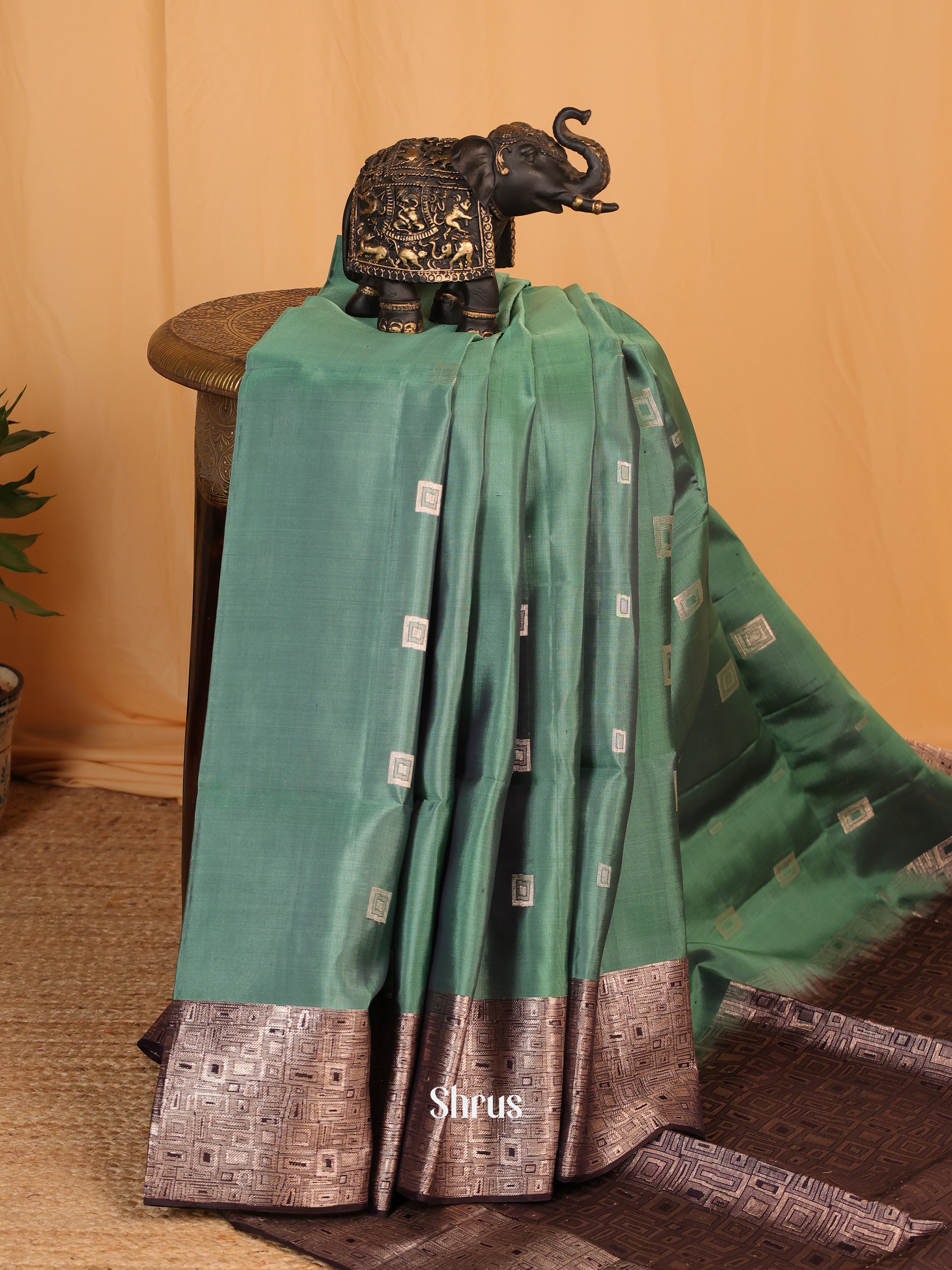 Green & Violet - Soft Silk Saree