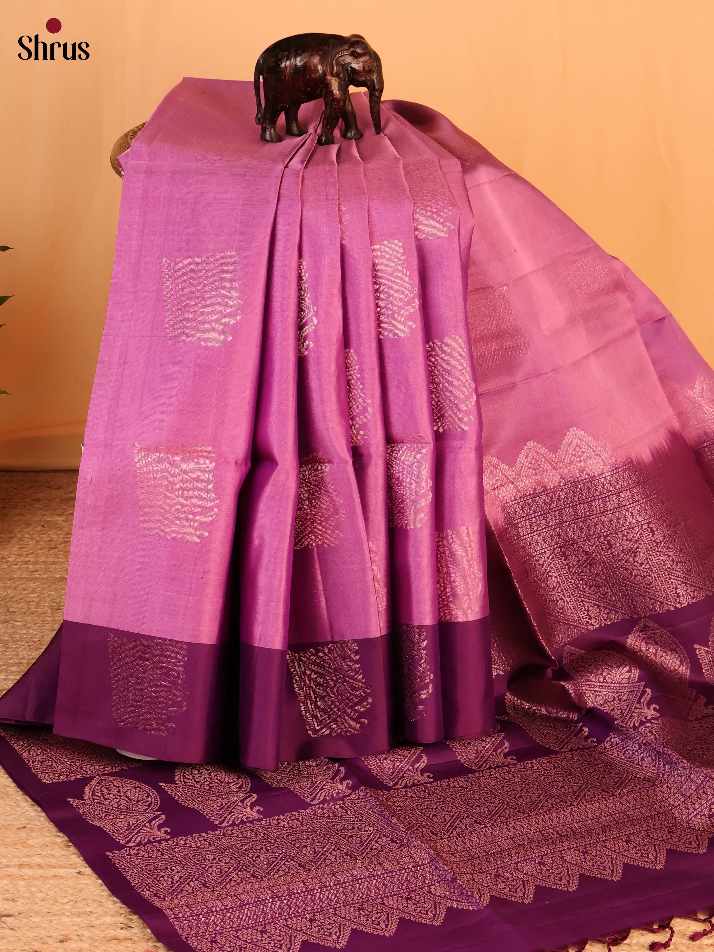 Onion PiInk   & Purple- Soft Silk Saree