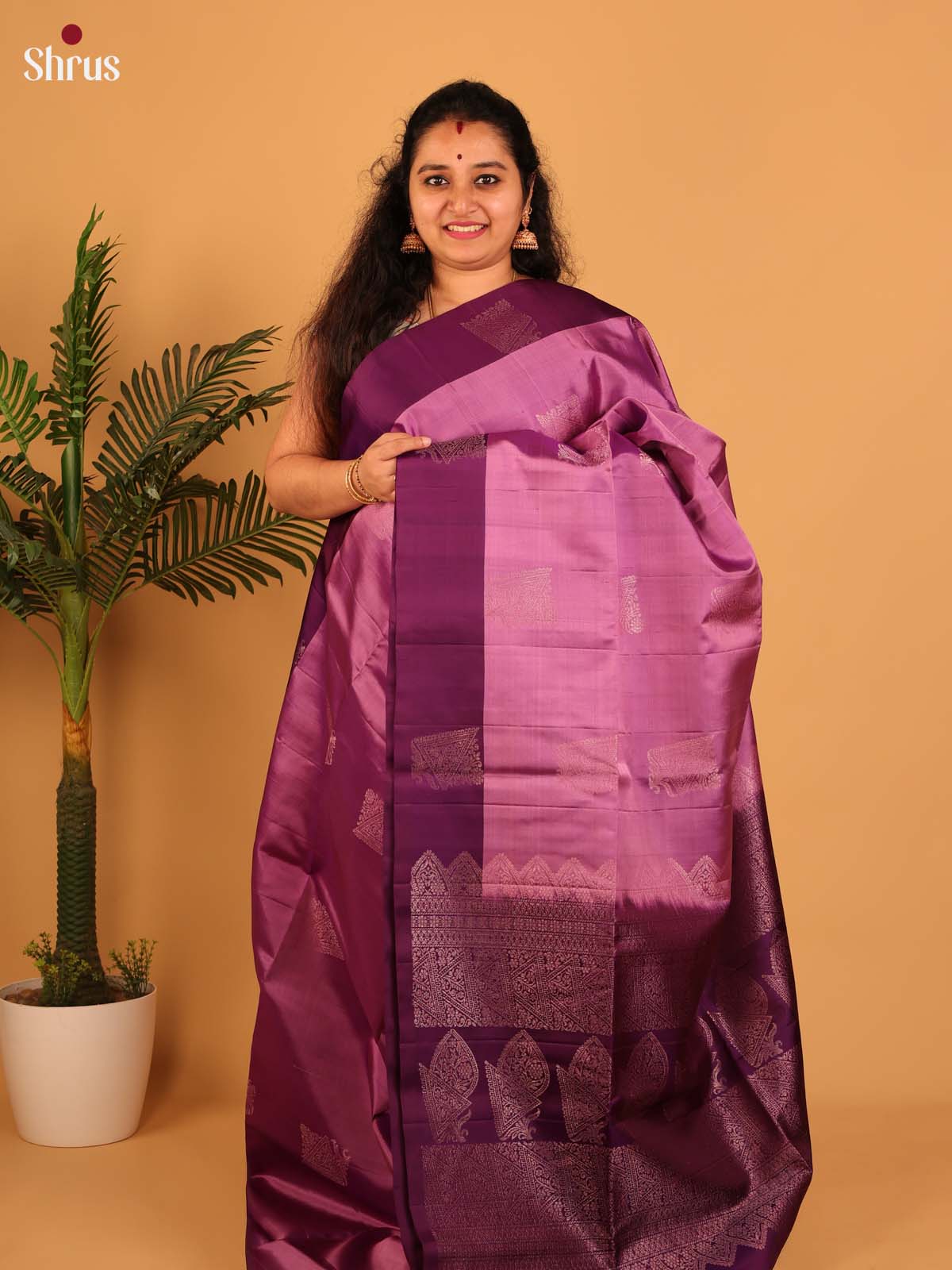 Onion PiInk   & Purple- Soft Silk Saree