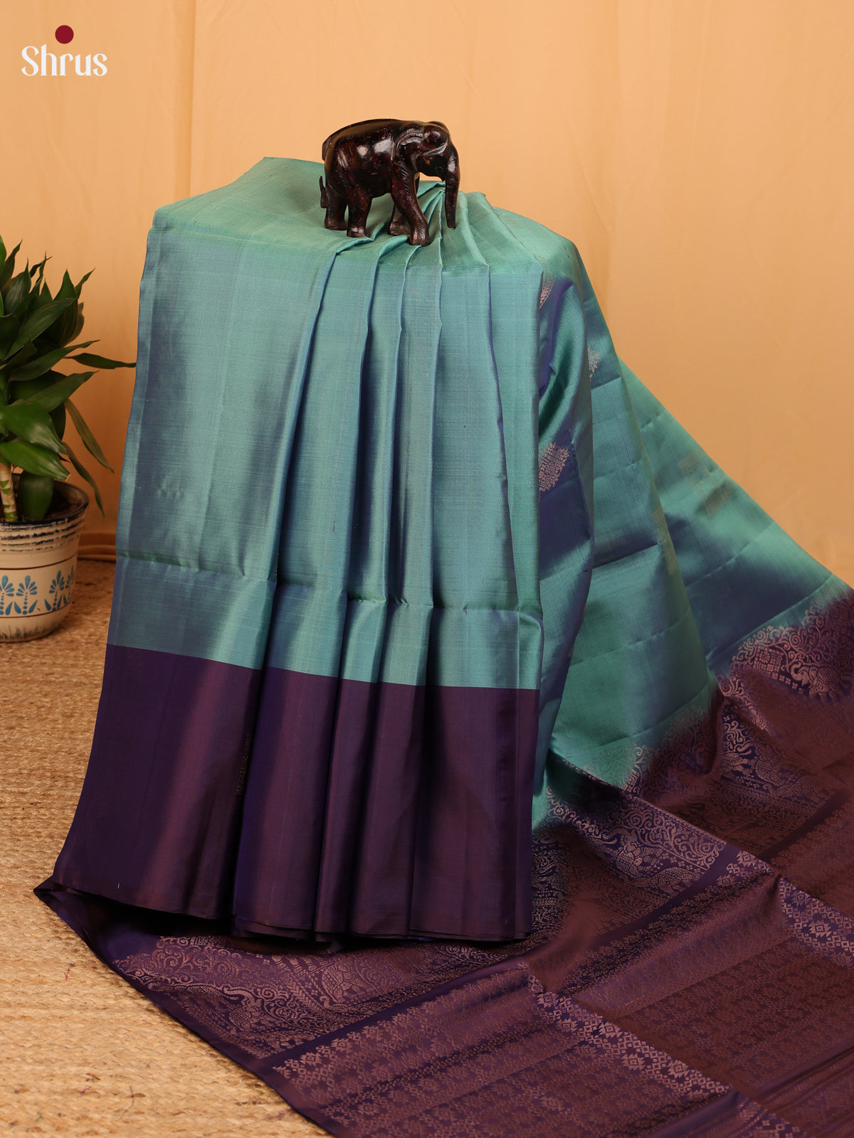 Green & Purple - Soft Silk Saree