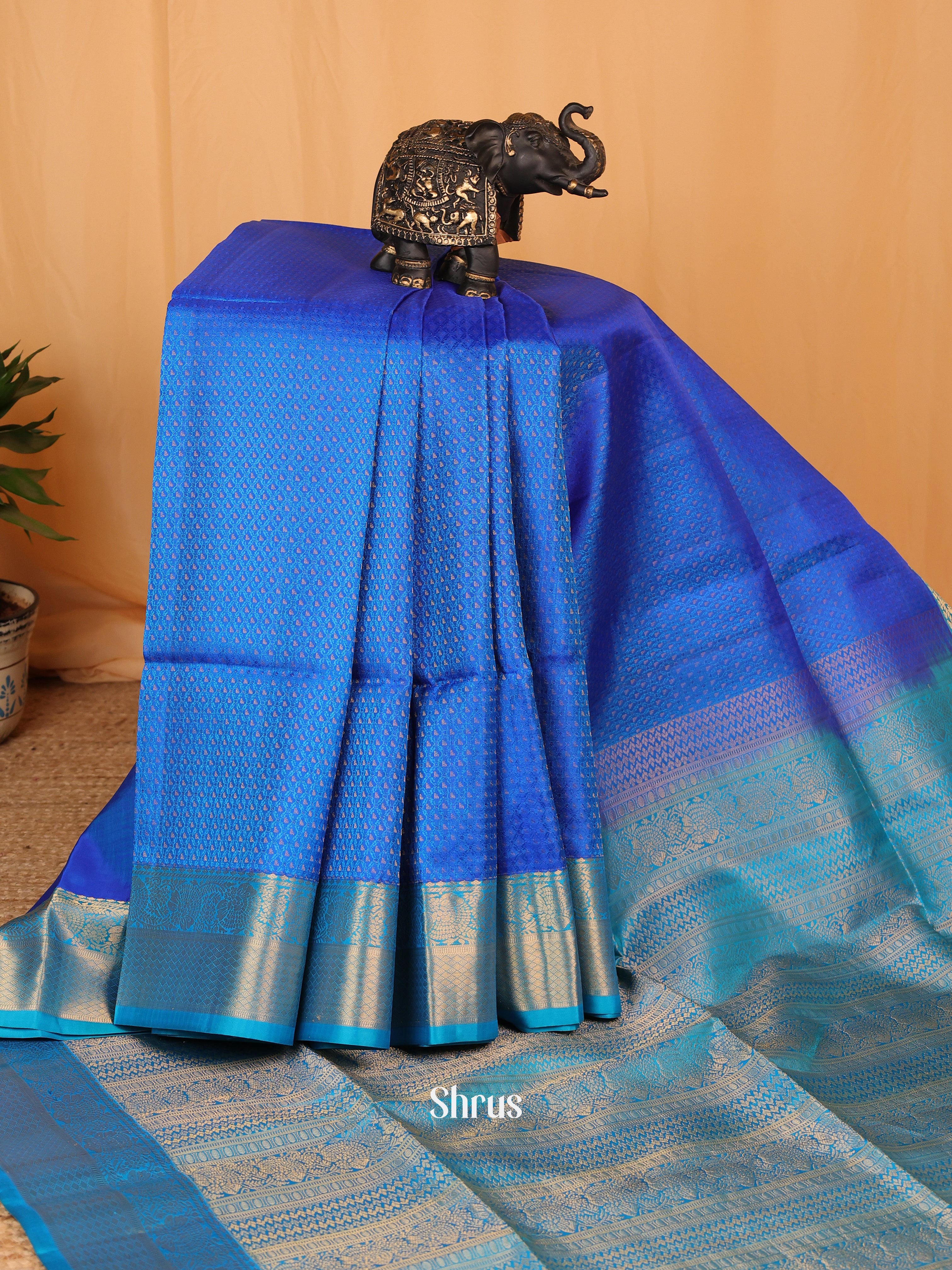 Blue & Teal - Soft Silk Saree