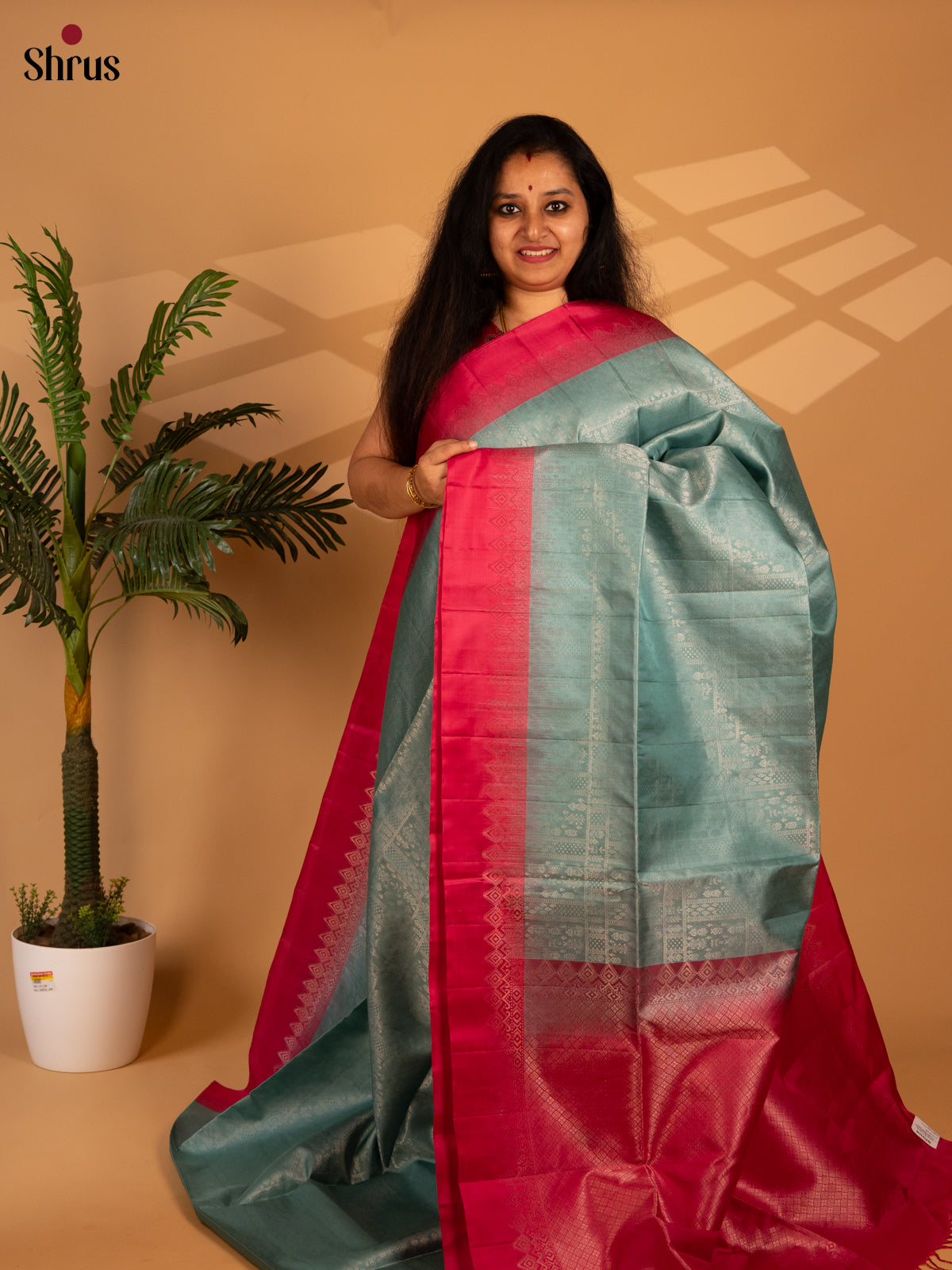 Blue & Maroon - Soft Silk Saree