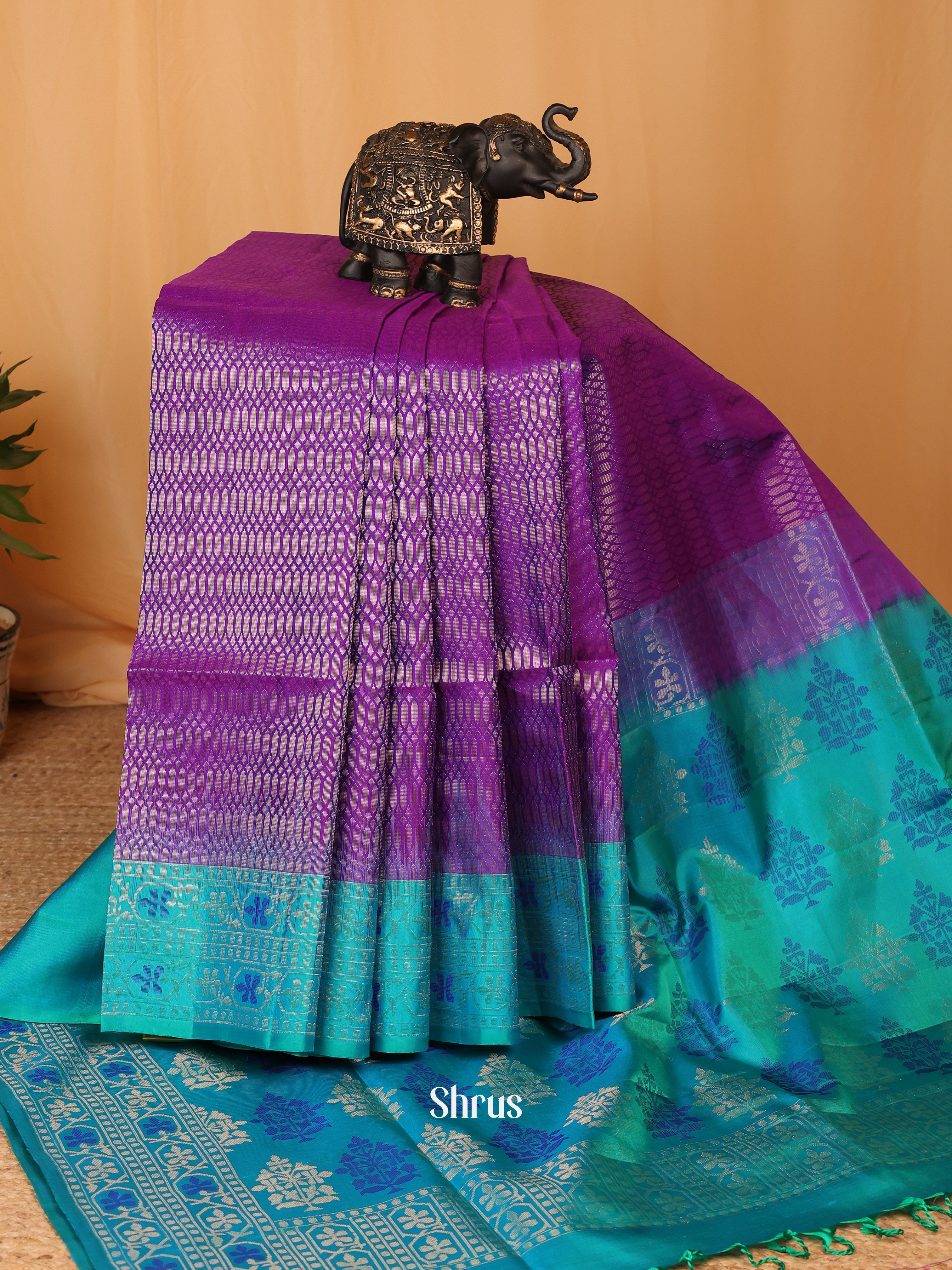 Violet & Blue- Soft Silk Saree