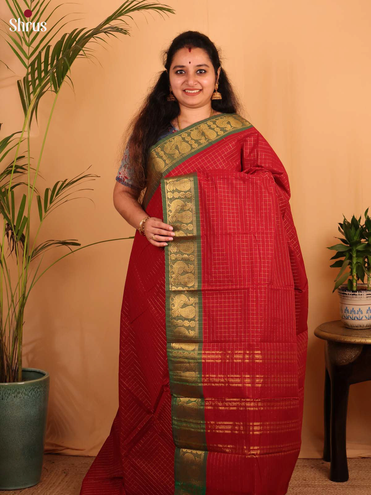 Red & Green - Chettinad Cotton Saree