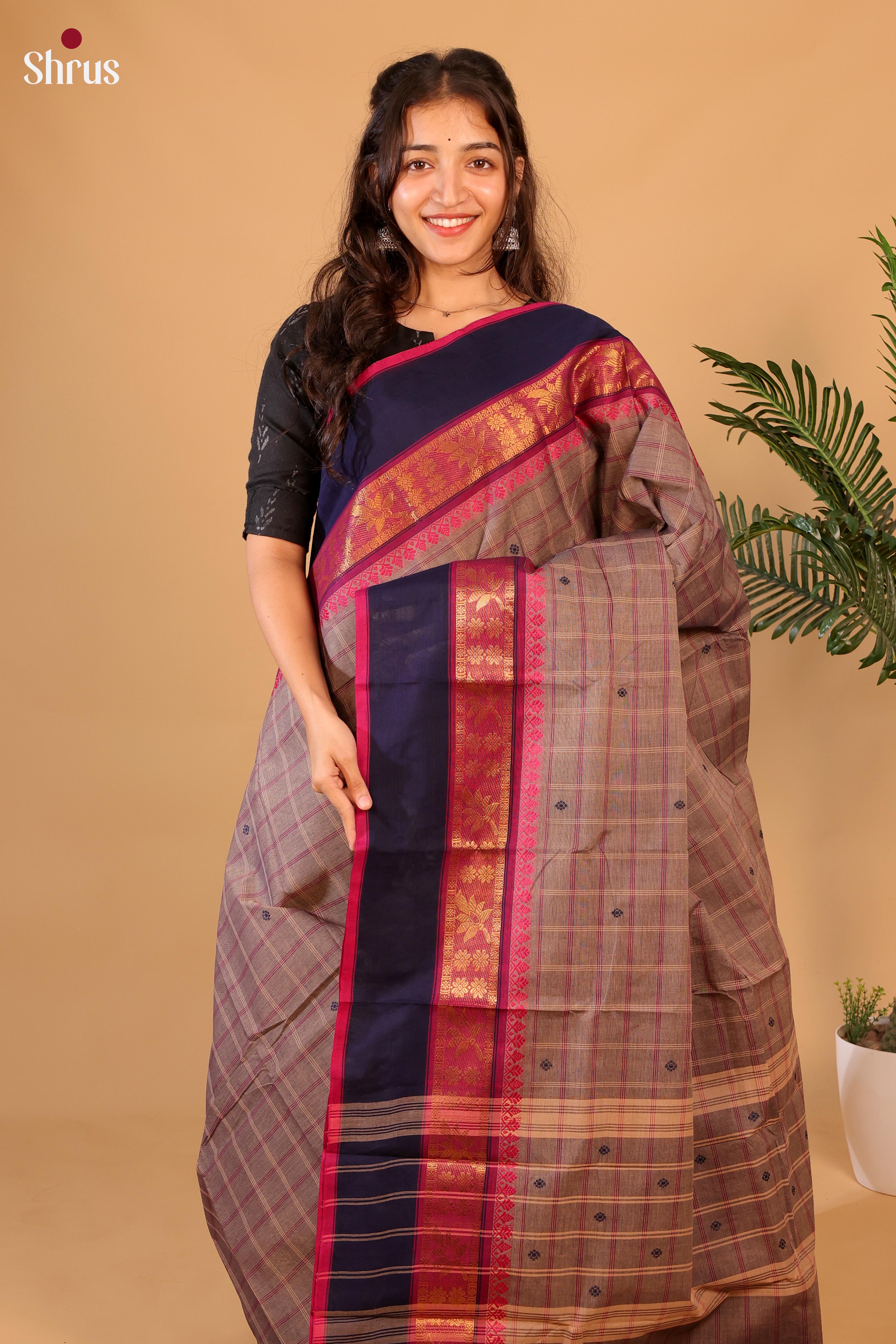 Grey & Pink - Chettinad Cotton Saree