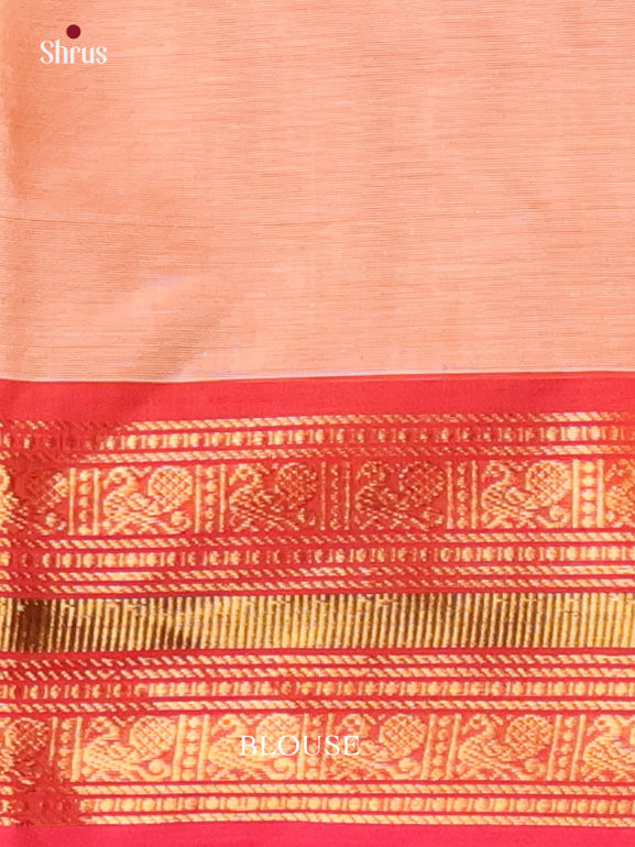 Peach & Red  - Chettinad Cotton