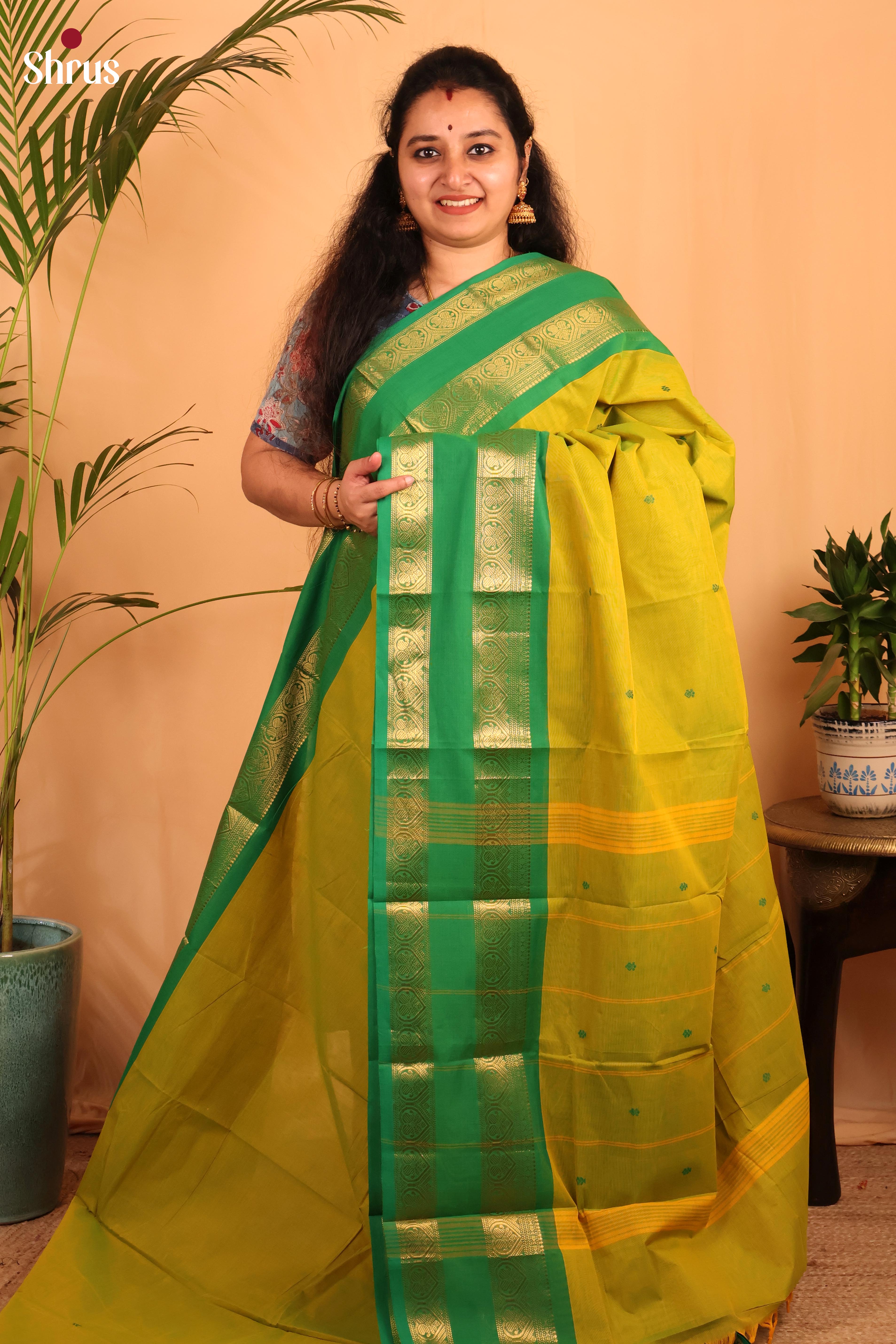 Lime Green & Green - Chettinad Cotton