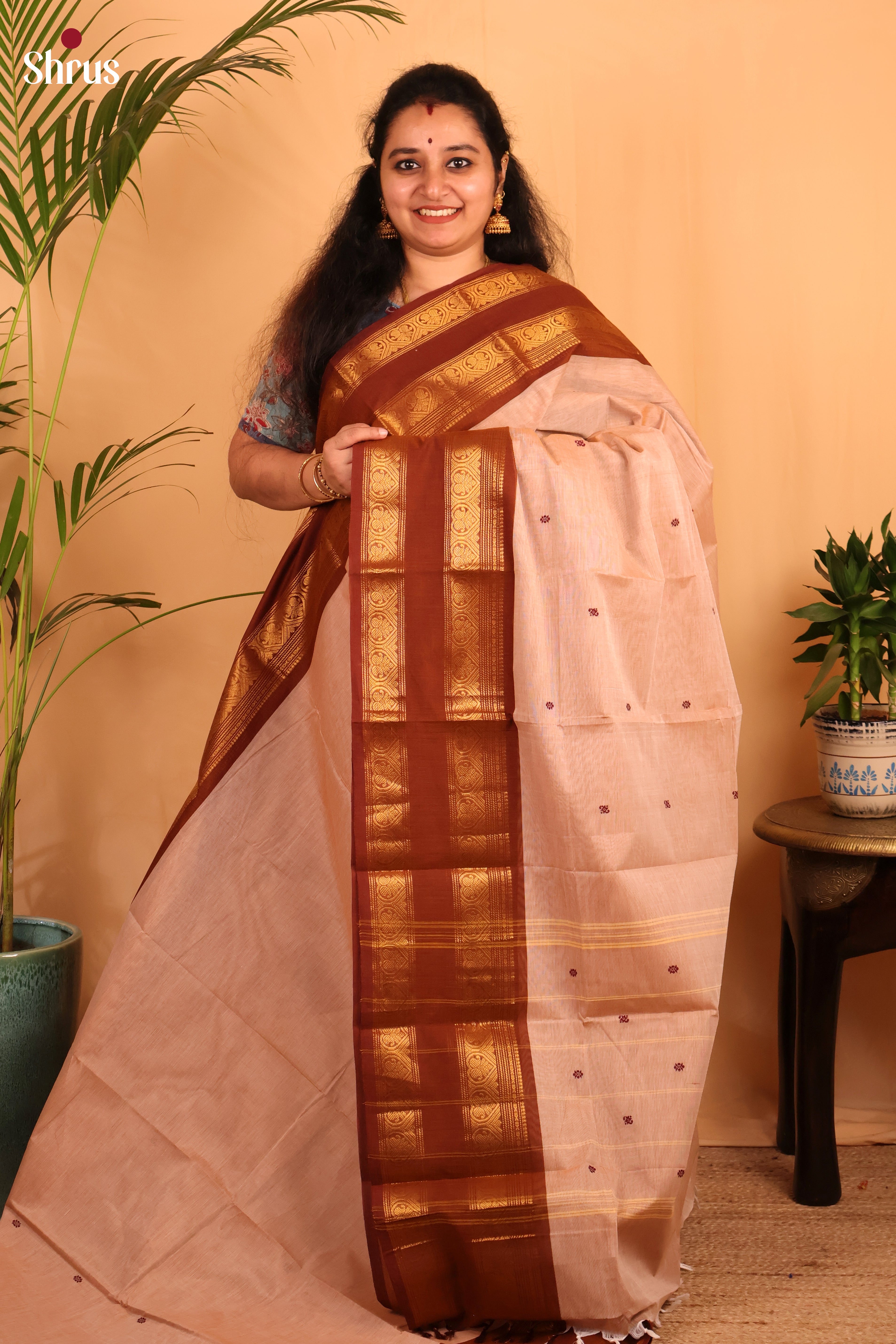 Dusty Pink & Brown - Chettinad Cotton