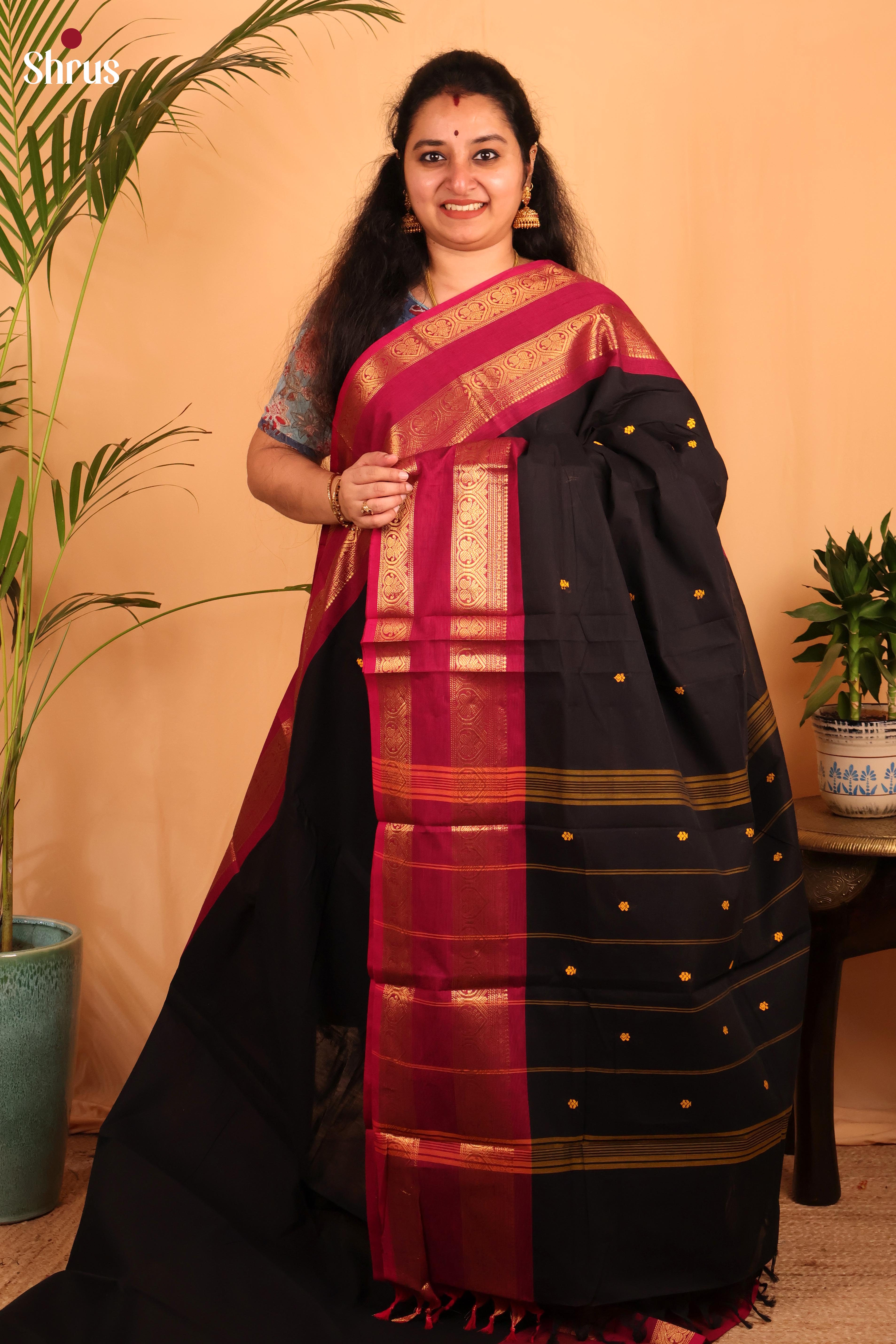 Black & Maroon - Chettinad Cotton