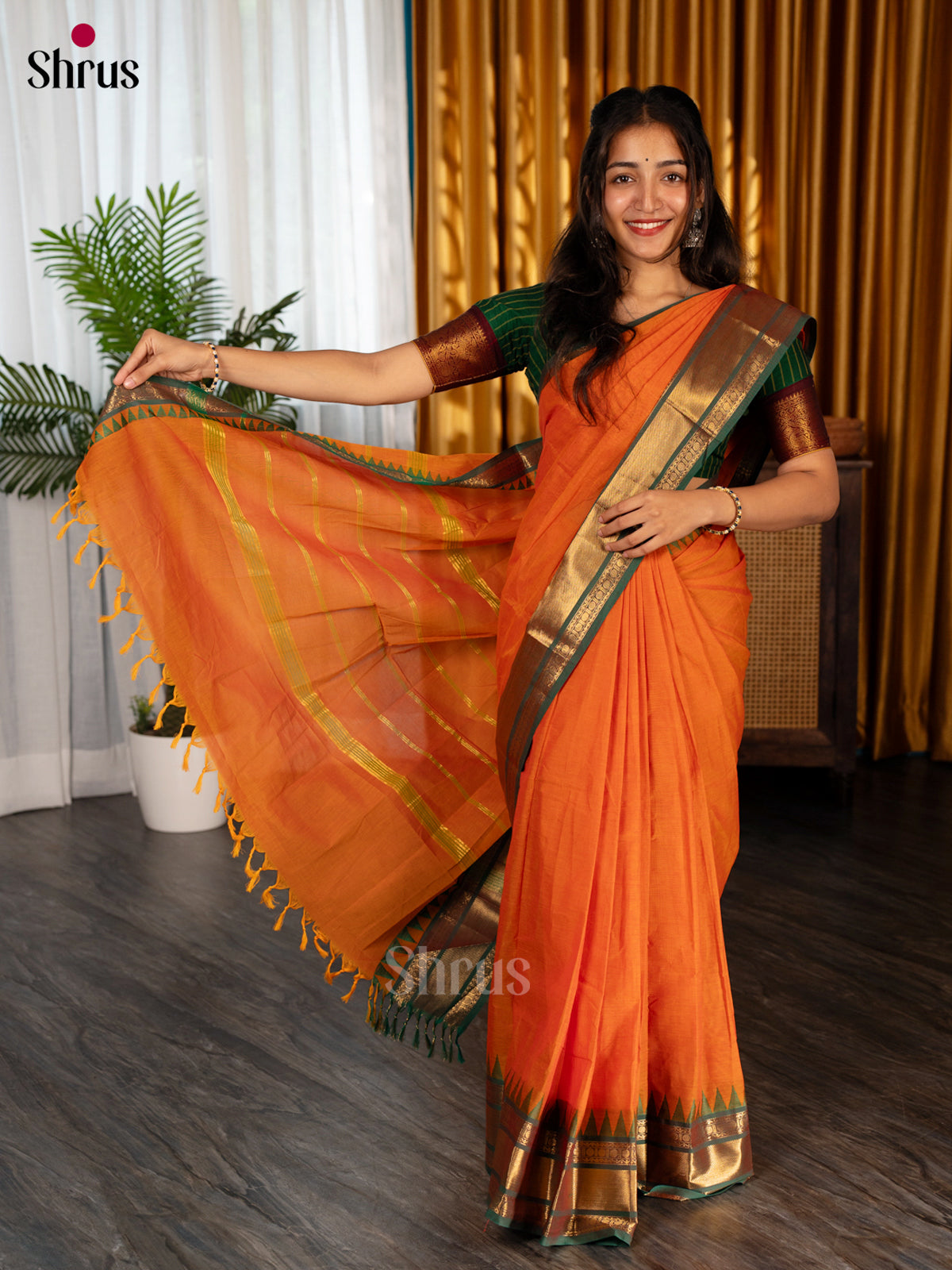 Orange & Green- Chettinad cotton