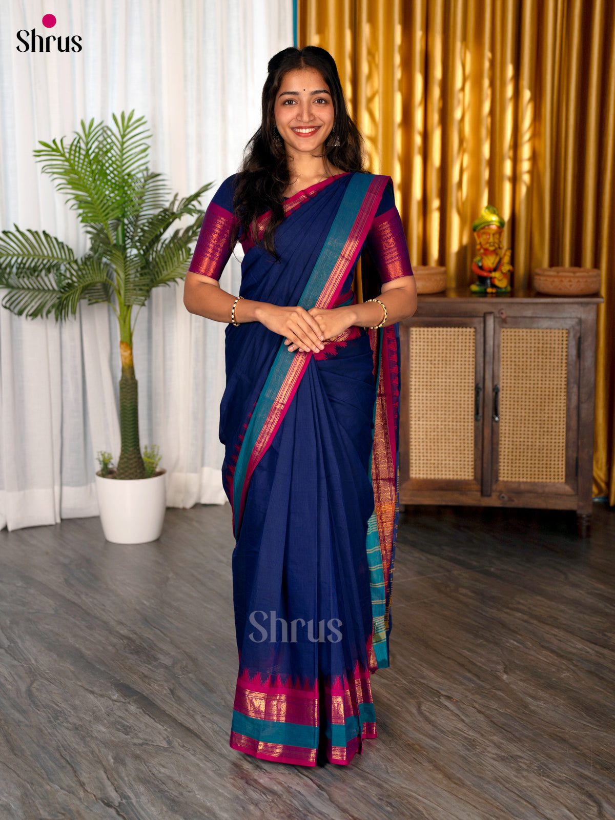 Blue & Majenta - Chettinad Cotton Saree