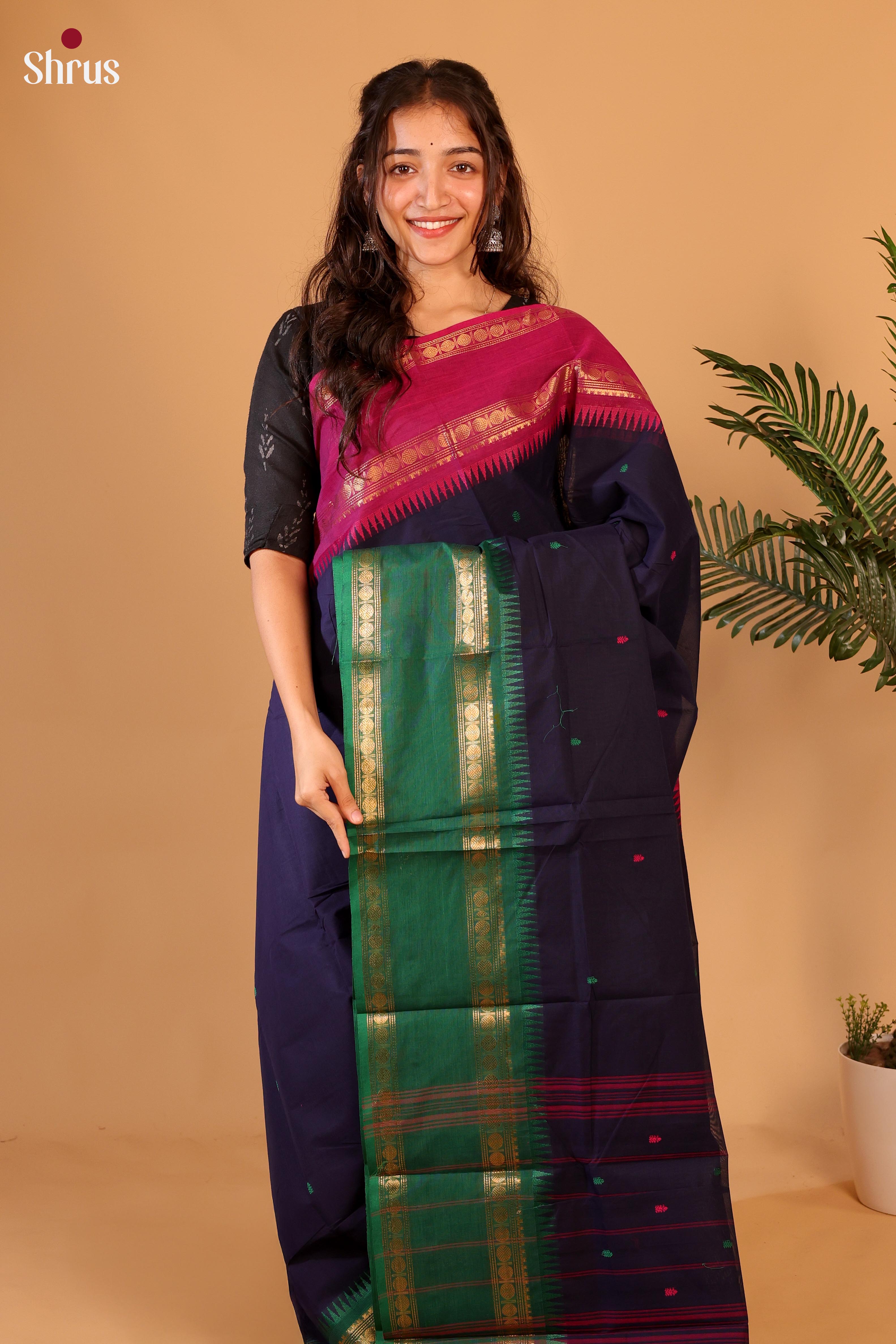 Violet & Green - Chettinad Cotton Saree