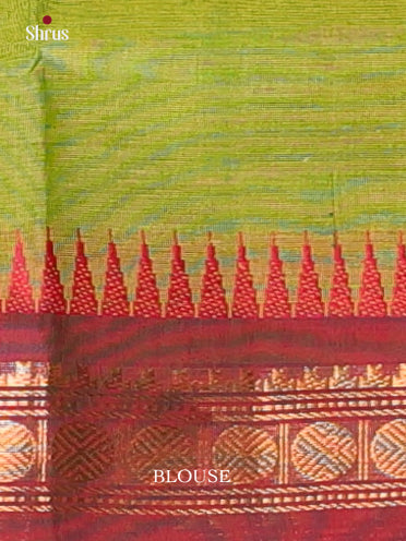 Parrot Green & Maroon  - Chettinad Cotton Saree