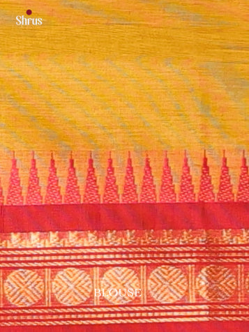 Mustard & red- Chettinad Cotton Saree