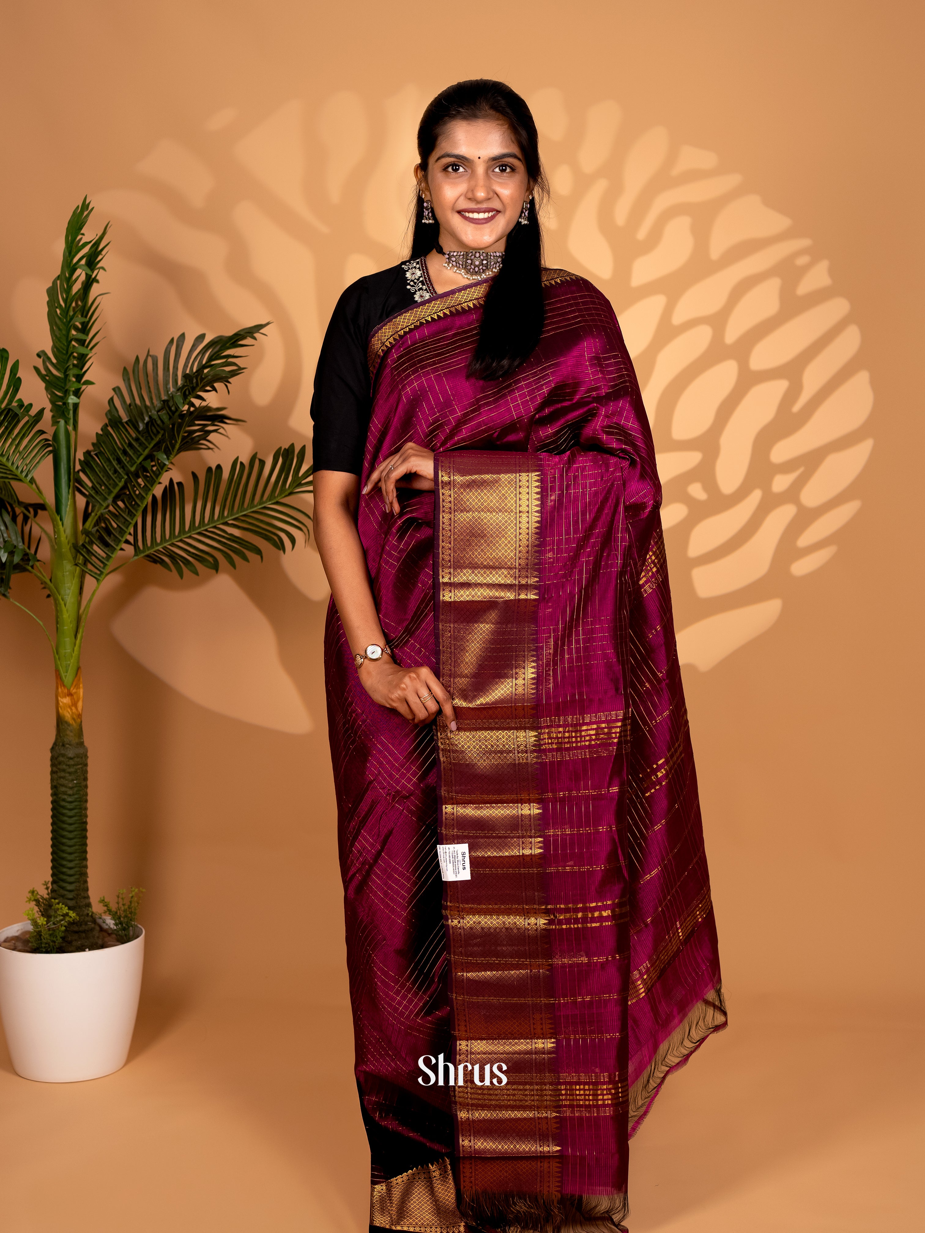 CKS25045 - Mangalagiri silkcotton Saree - Shop on Shrus.com