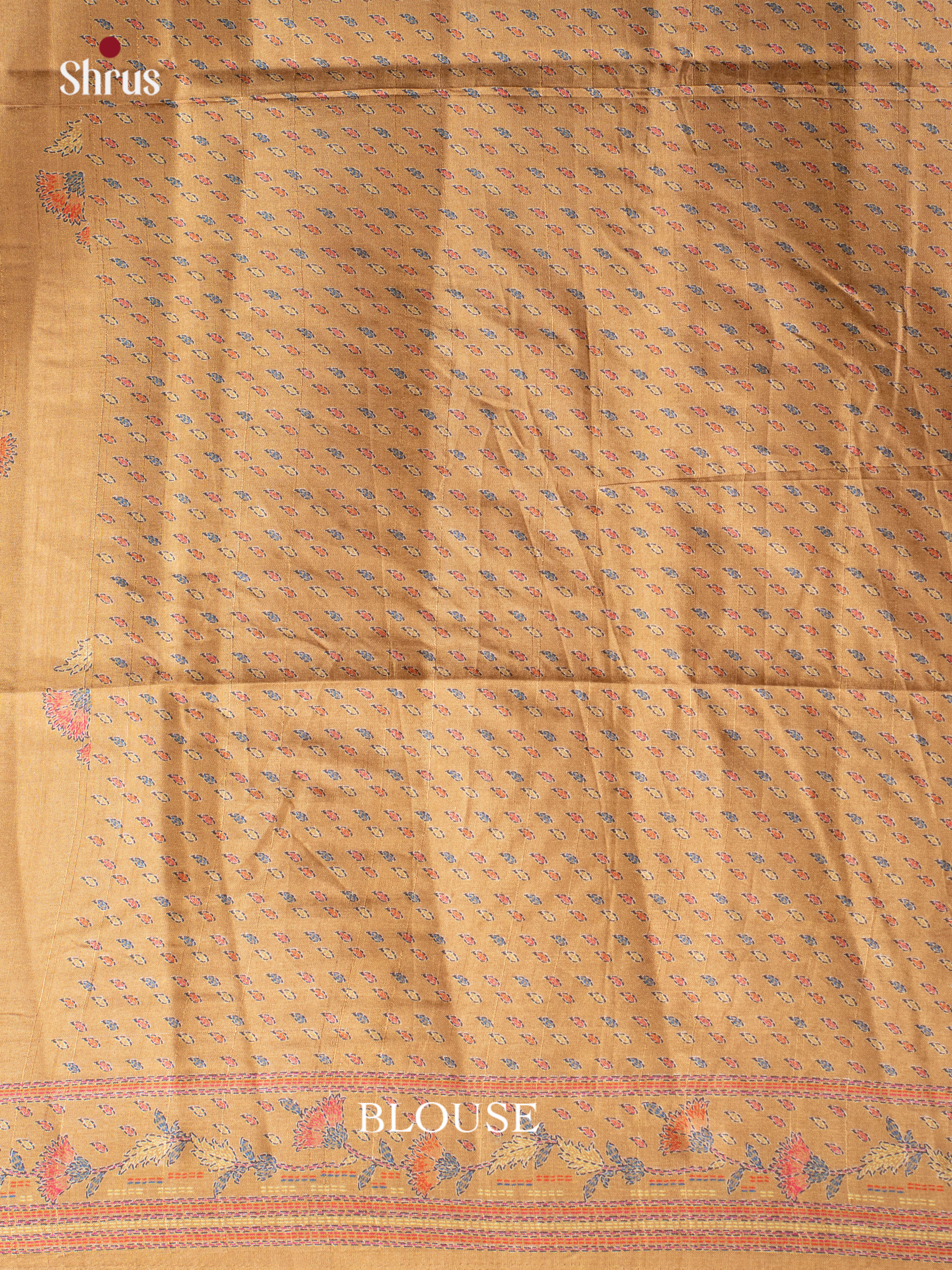 Beige - Printed Tussar Saree