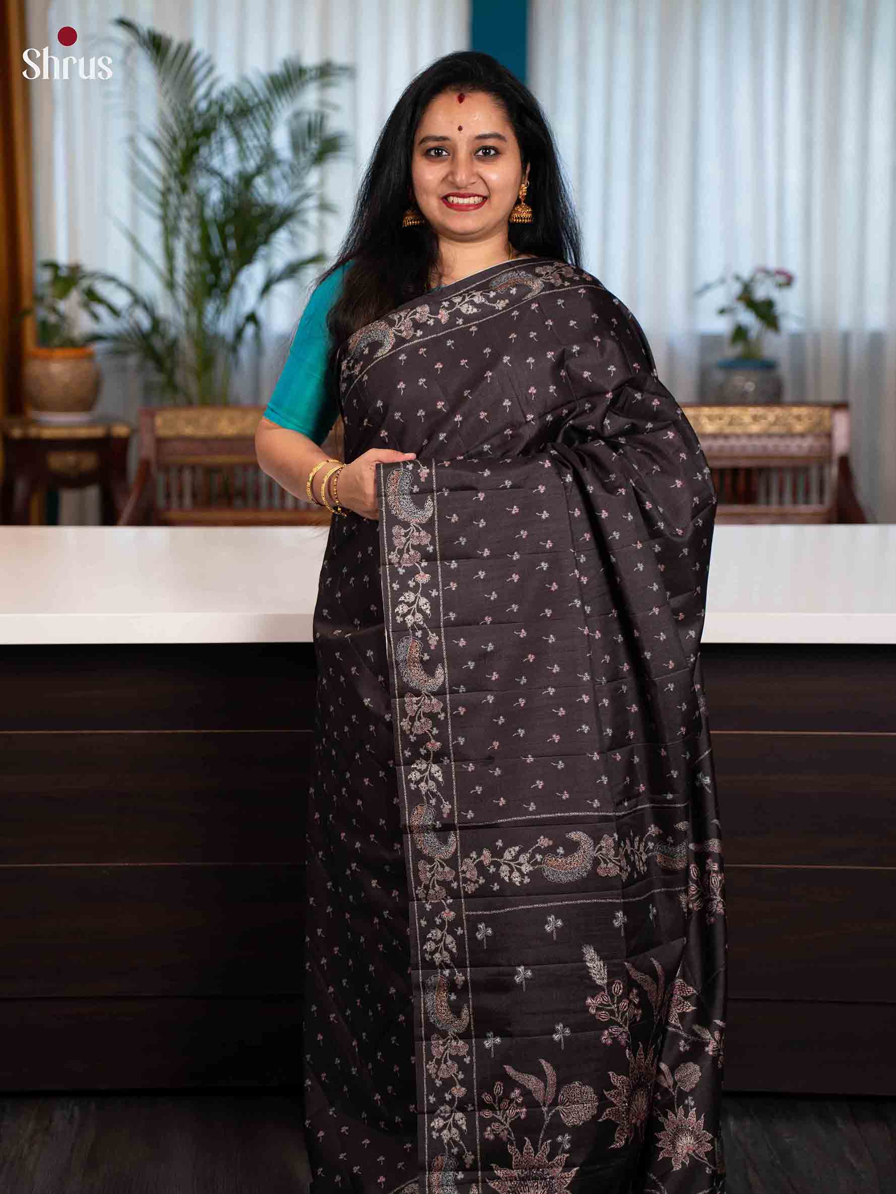 Brown - Printed  Saree