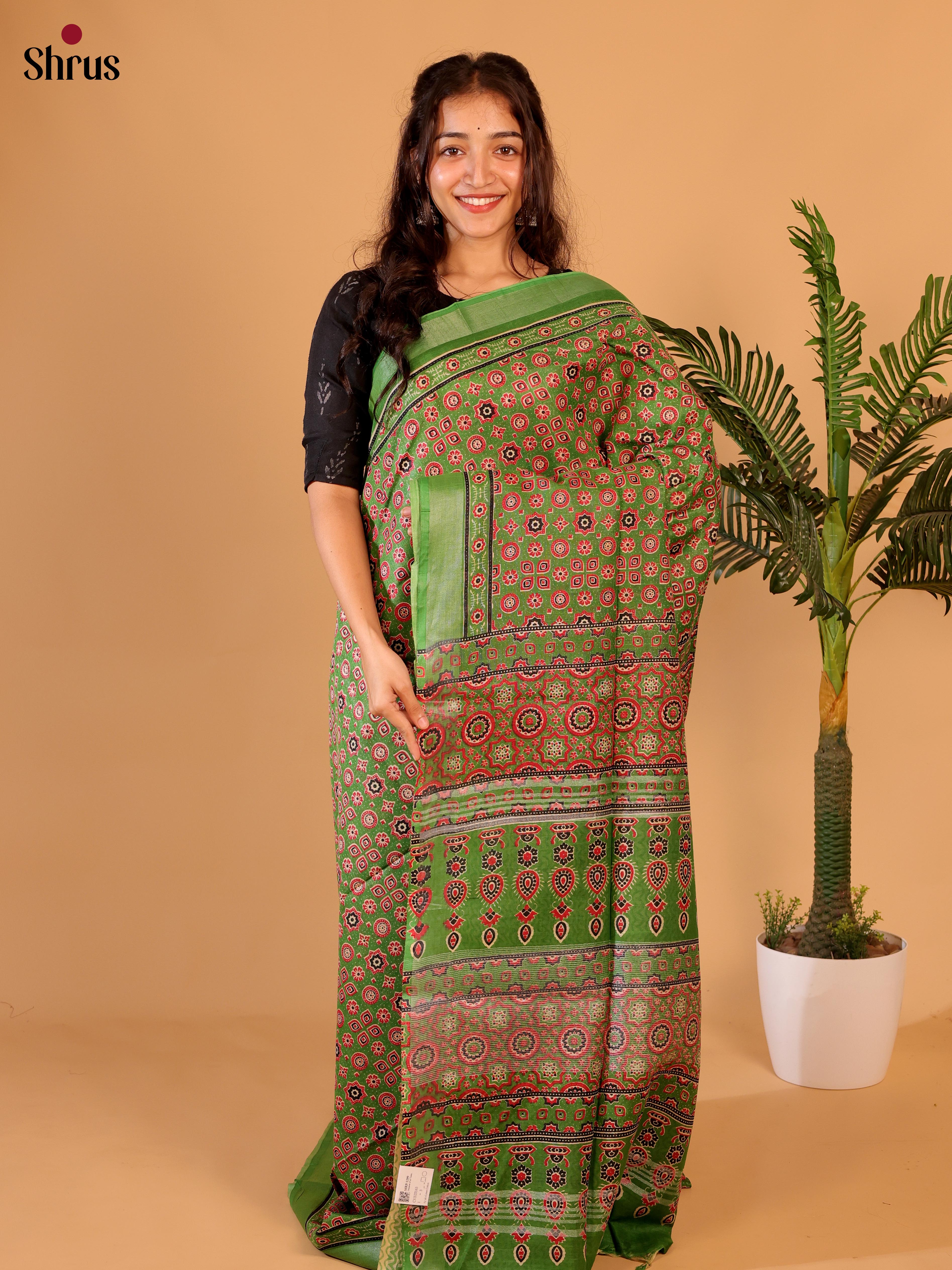 Green - Linen Cotton Saree