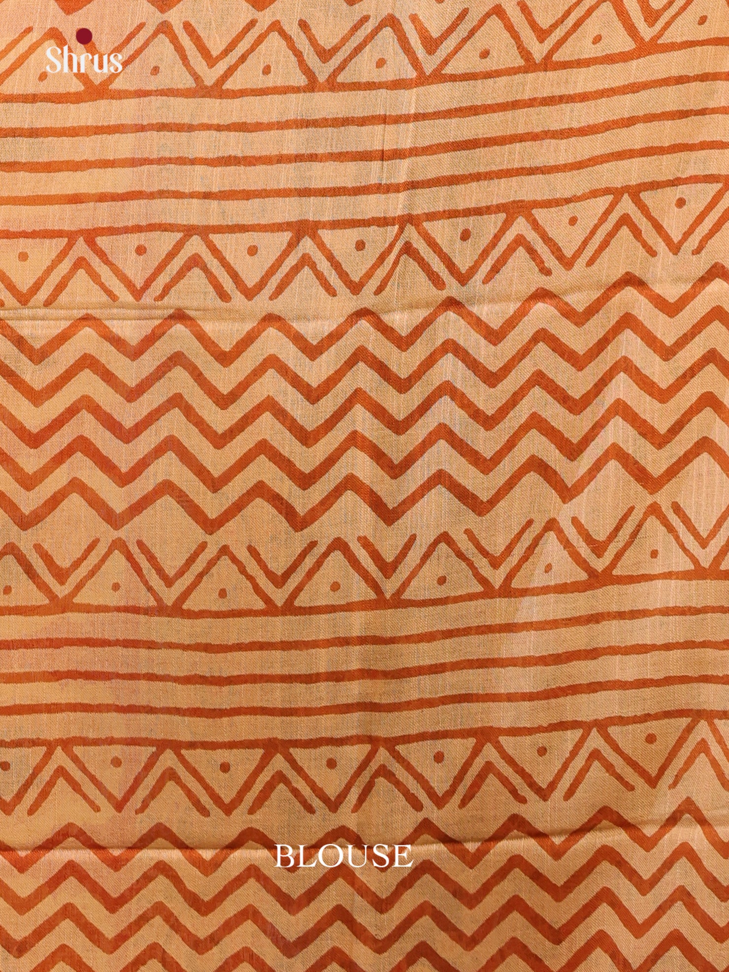 Orange & Beige - Linen Cotton Saree